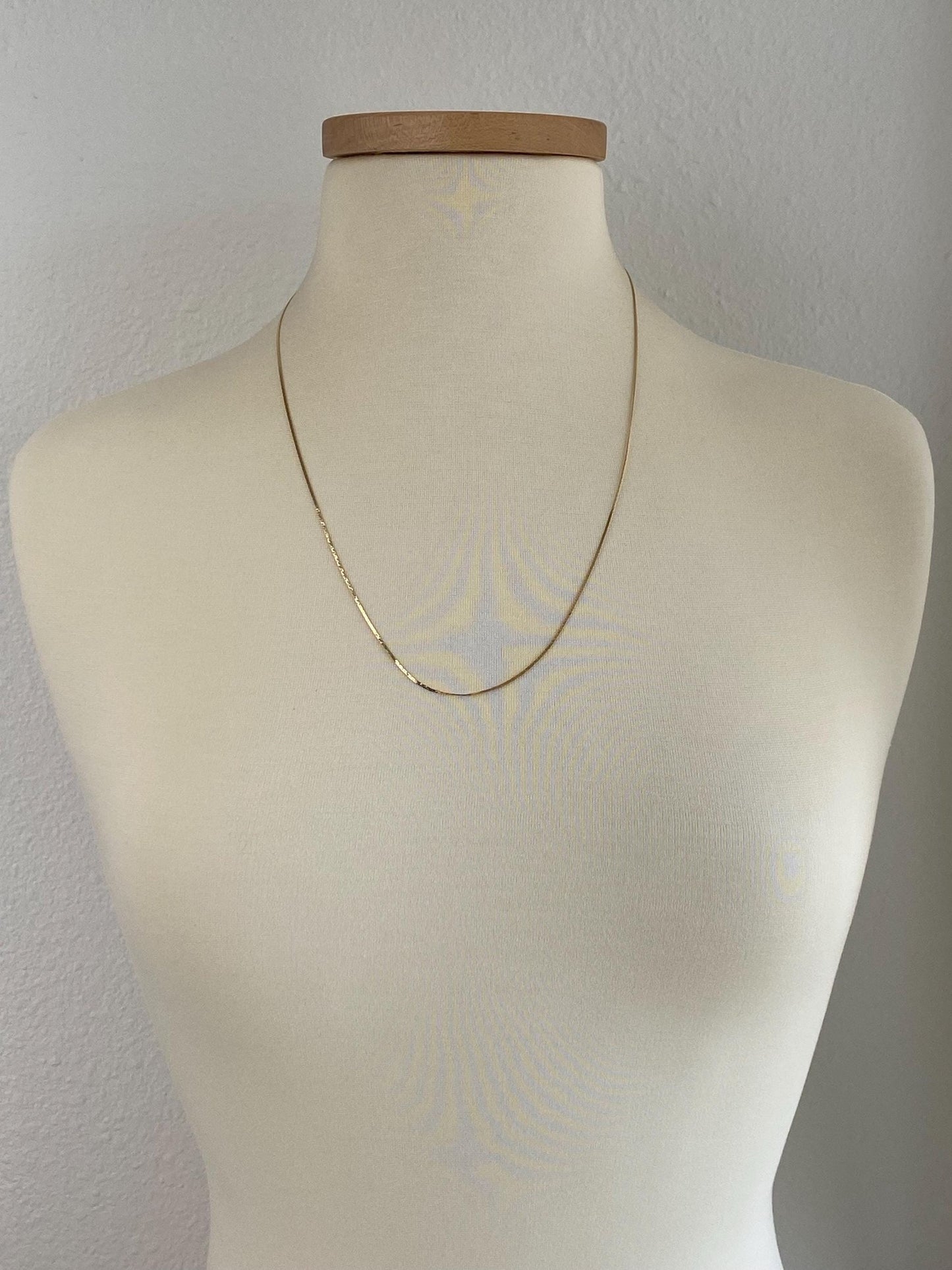 Vintage Solid 14k Yellow Gold Long Slim Flat C Link Chain Necklace - 24.25 inches