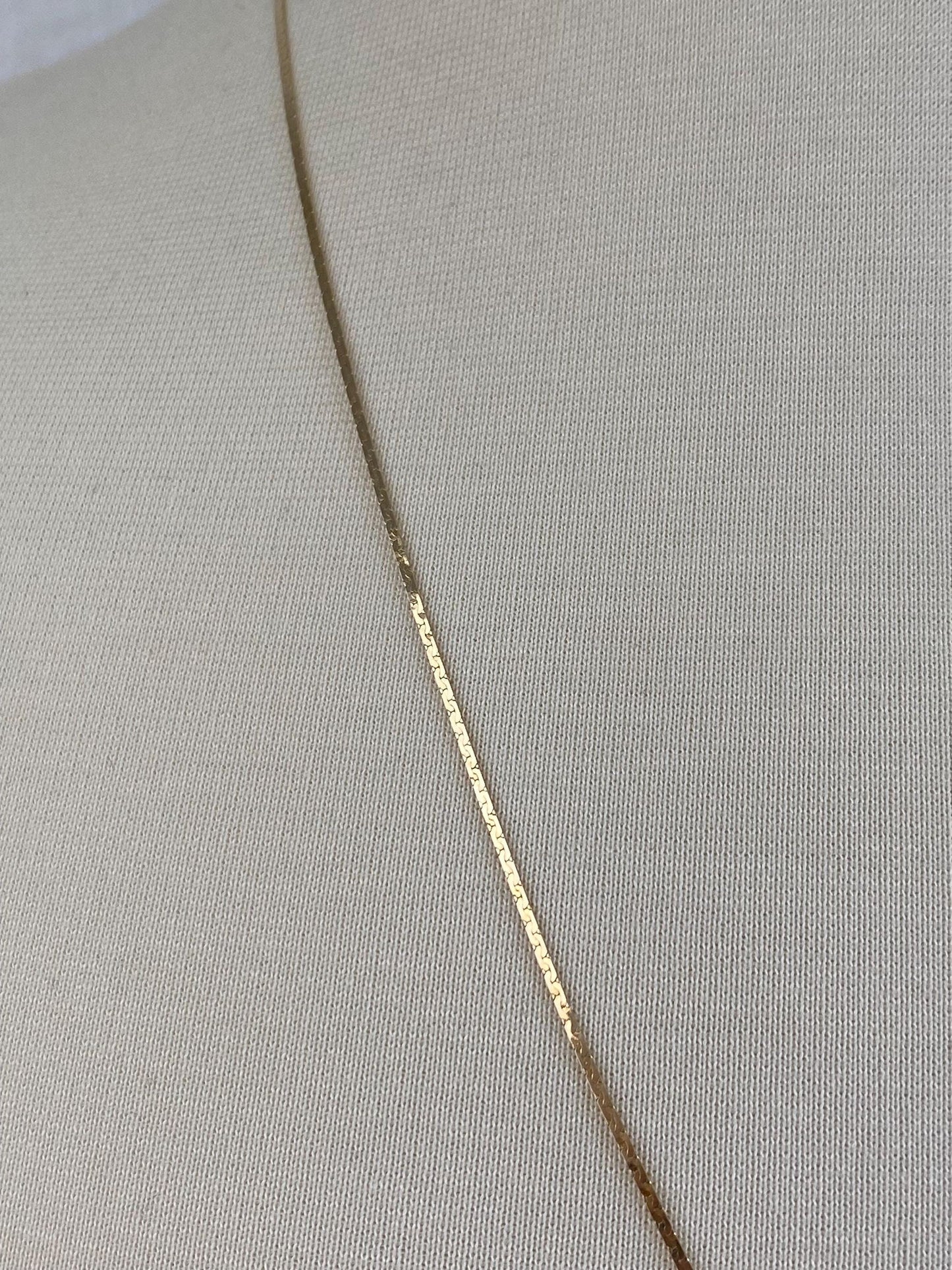 Vintage Solid 14k Yellow Gold Long Slim Flat C Link Chain Necklace - 24.25 inches