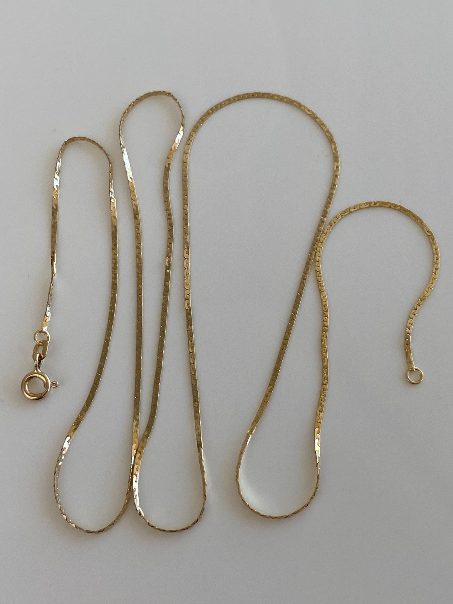 Vintage Solid 14k Yellow Gold Long Slim Flat C Link Chain Necklace - 24.25 inches