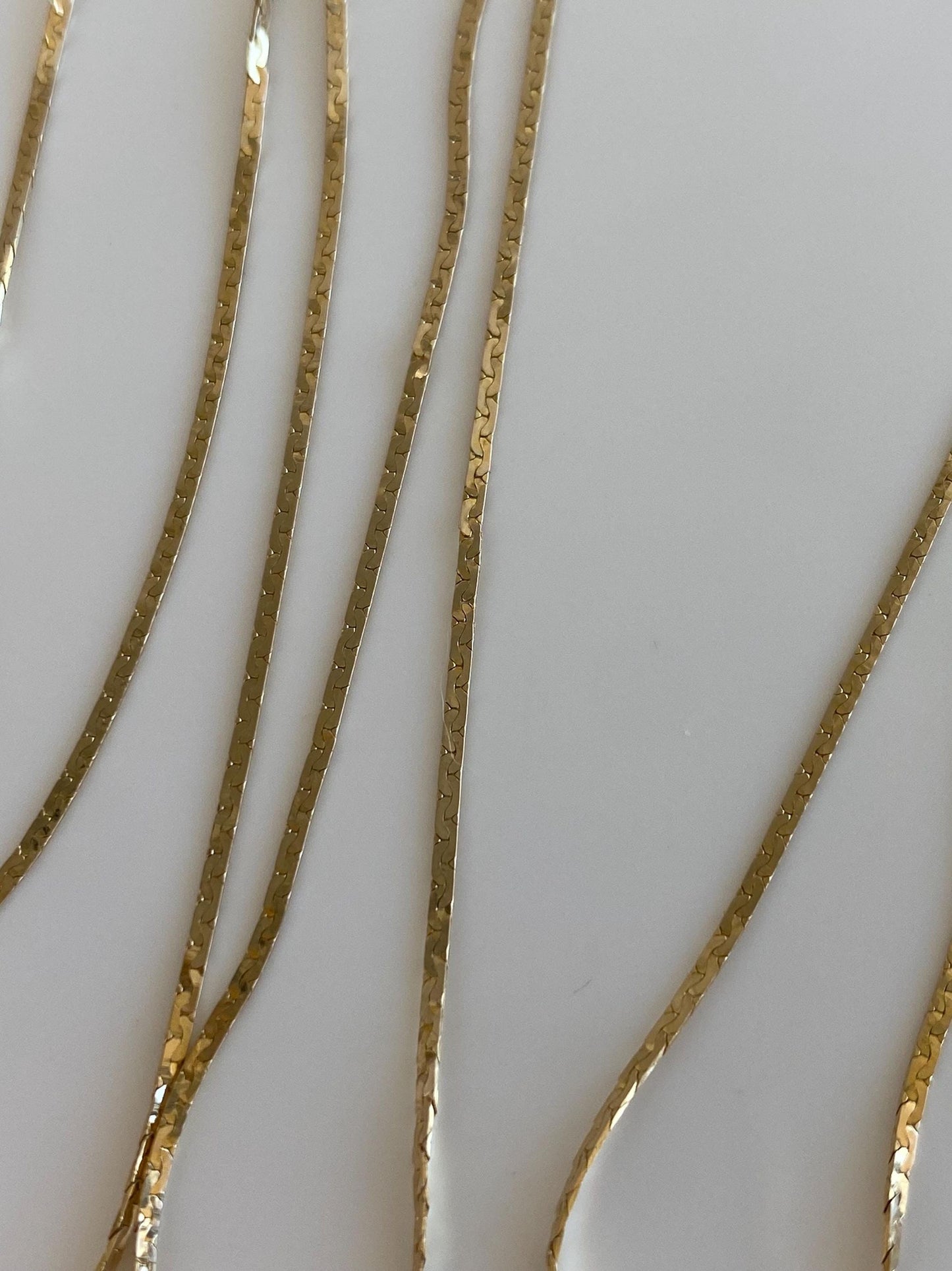 Vintage Solid 14k Yellow Gold Long Slim Flat C Link Chain Necklace - 24.25 inches