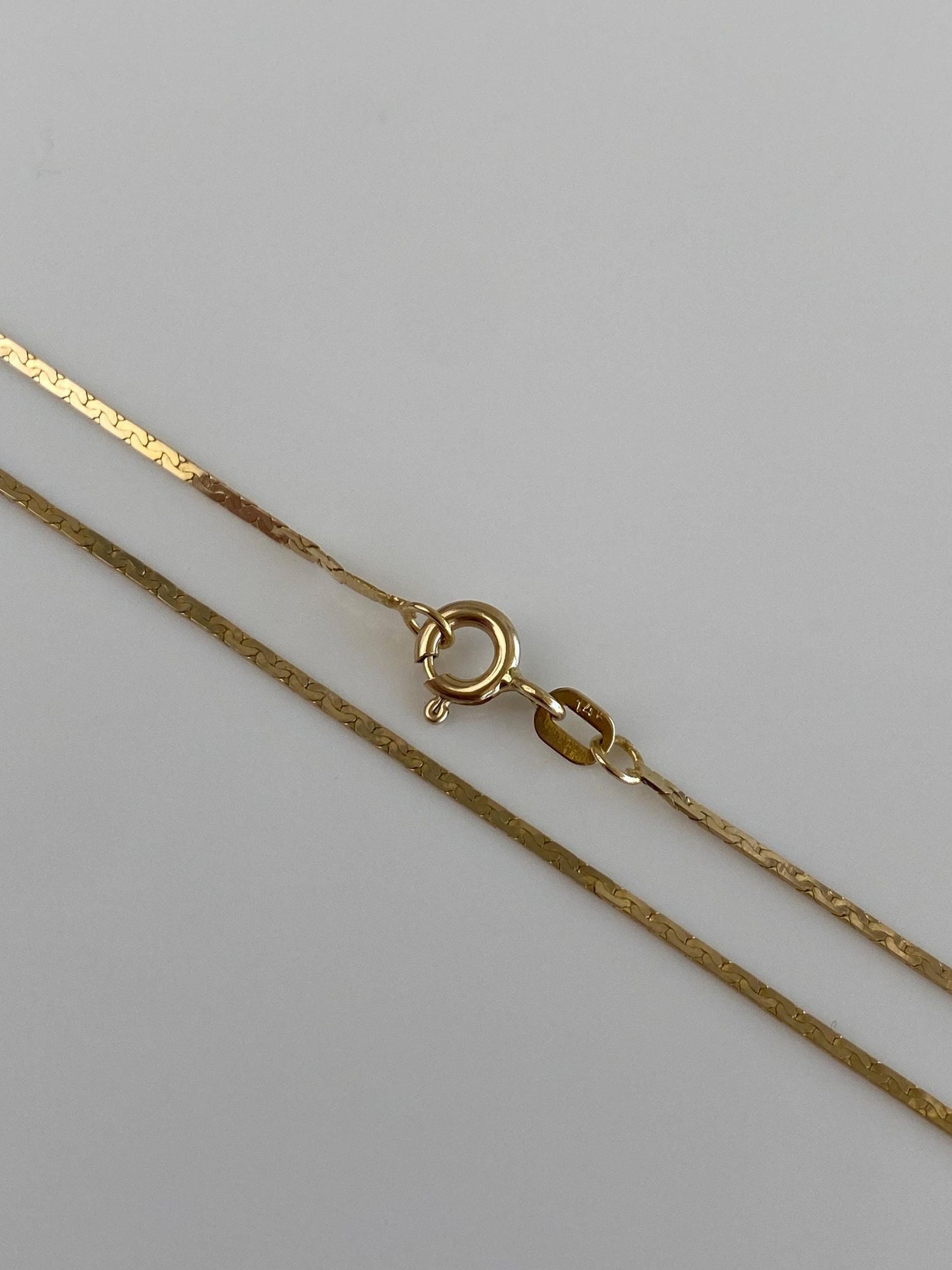 Vintage Solid 14k Yellow Gold Long Slim Flat C Link Chain Necklace - 24.25 inches