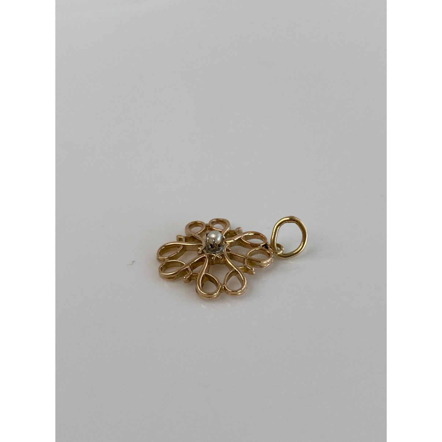 Vintage Solid 10k Yellow Gold Seed Pearl Charm