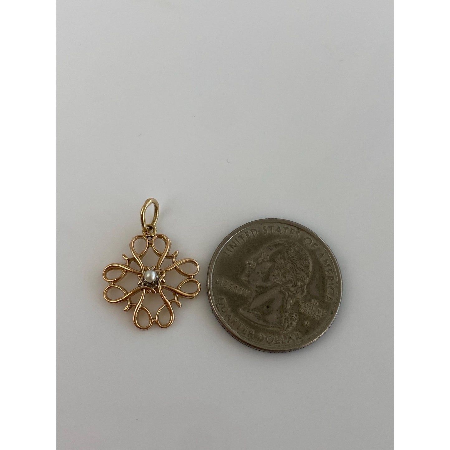 Vintage Solid 10k Yellow Gold Seed Pearl Charm