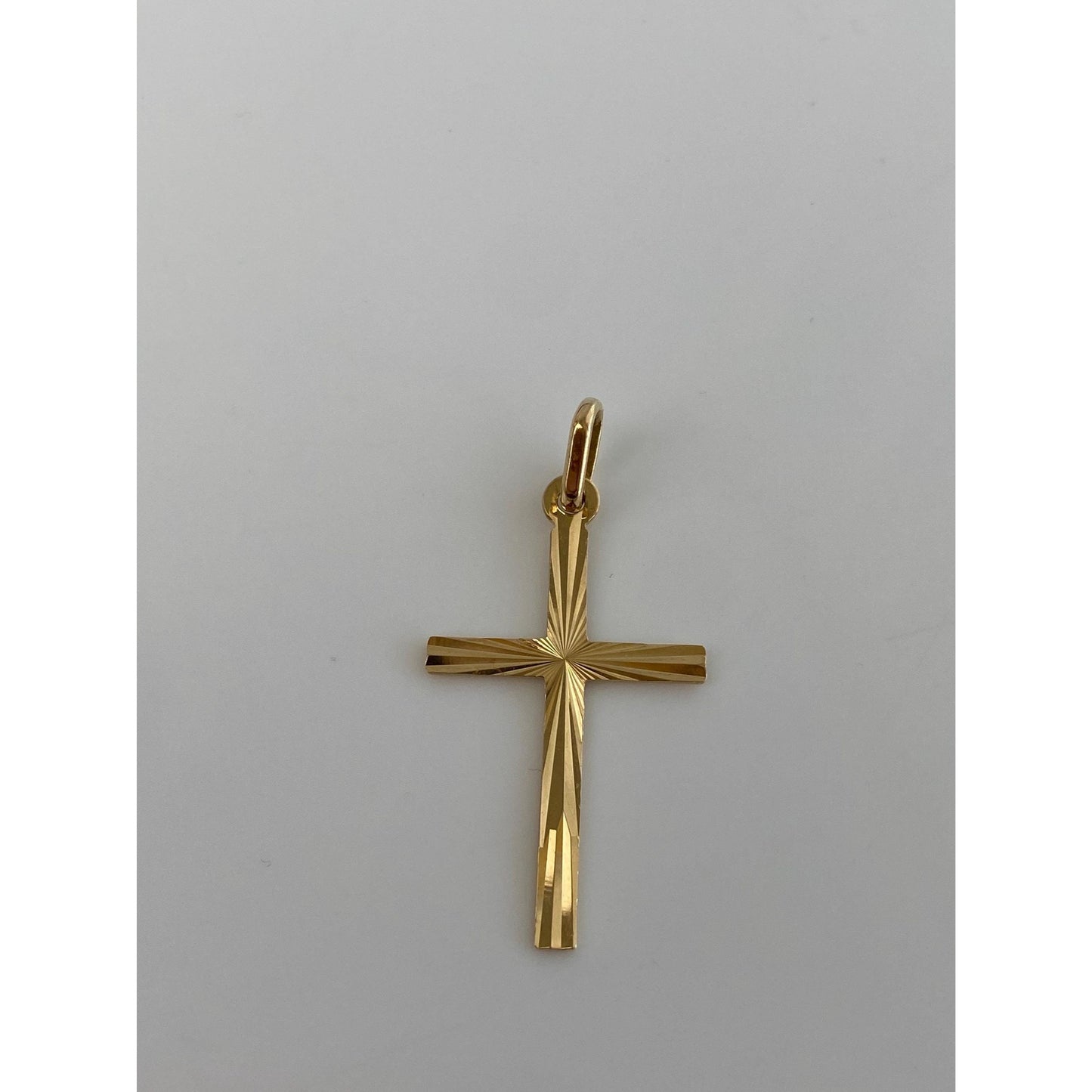 Vintage Solid 18k Yellow Gold Engine Turned Cross Charm