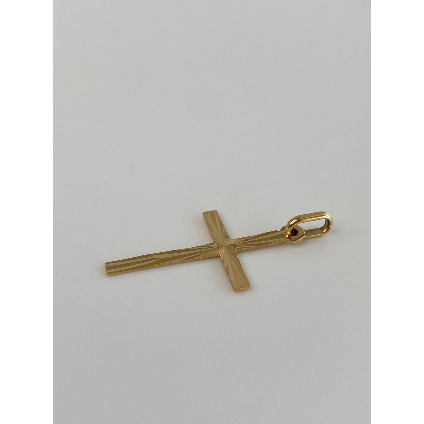 Vintage Solid 18k Yellow Gold Engine Turned Cross Charm