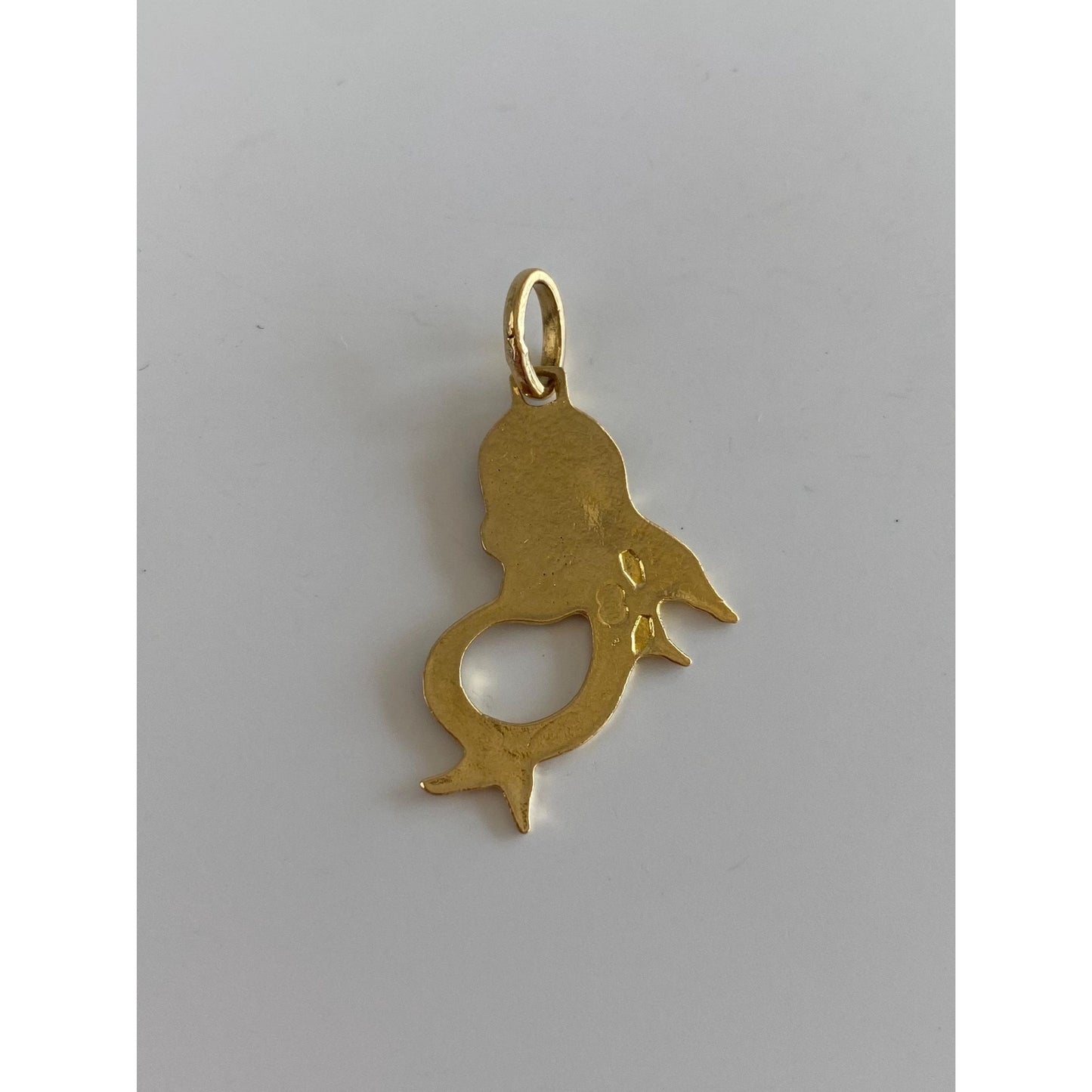 Vintage Solid 18k Yellow Gold Enamel Angel Charm