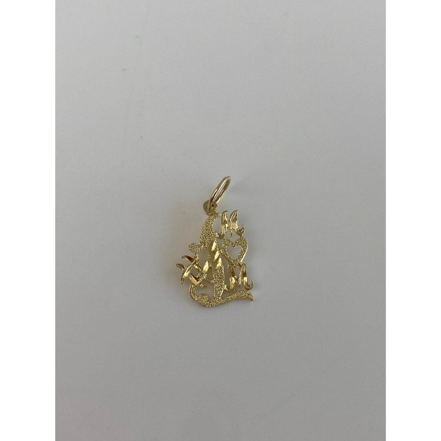 Vintage Solid 14k Yellow Gold Diamond Cut #1 Mom Charm