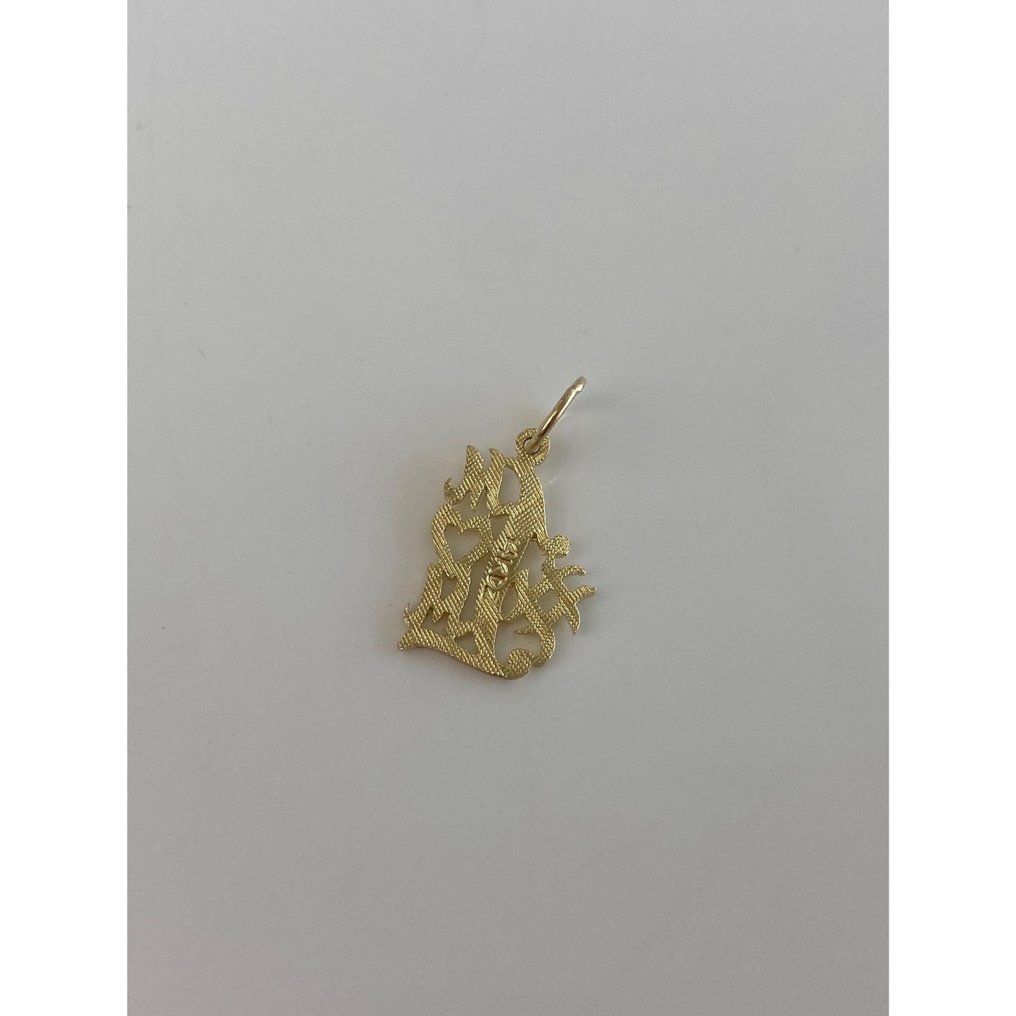 Vintage Solid 14k Yellow Gold Diamond Cut #1 Mom Charm
