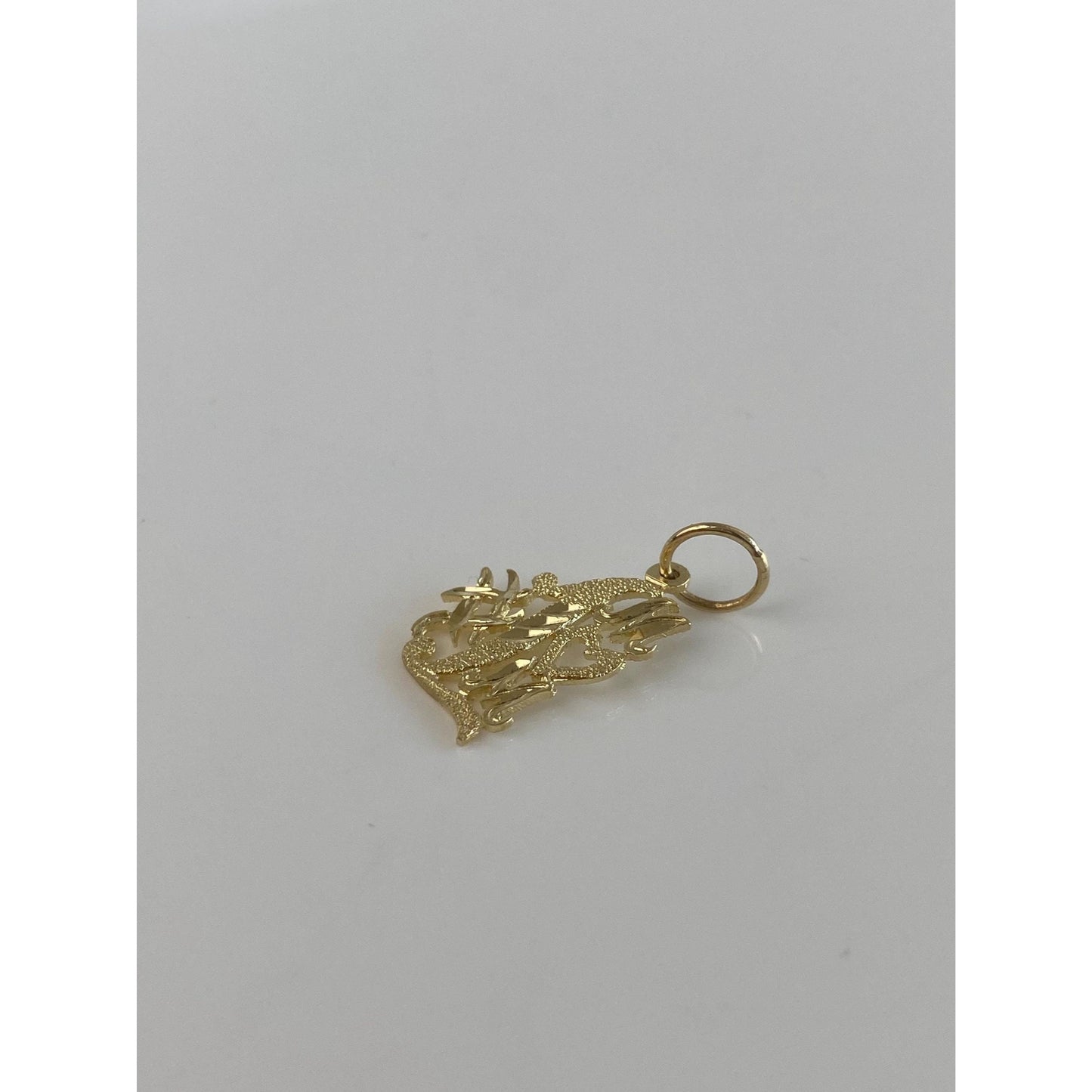 Vintage Solid 14k Yellow Gold Diamond Cut #1 Mom Charm