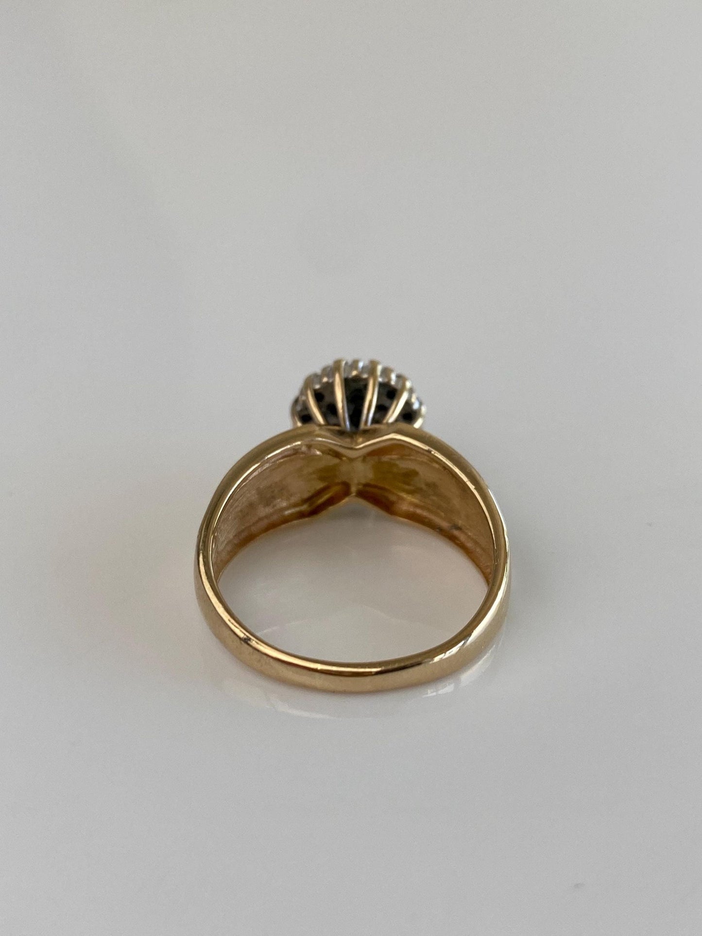 Vintage Solid 14k Yellow Gold Diamond Cluster Ring - Size 8