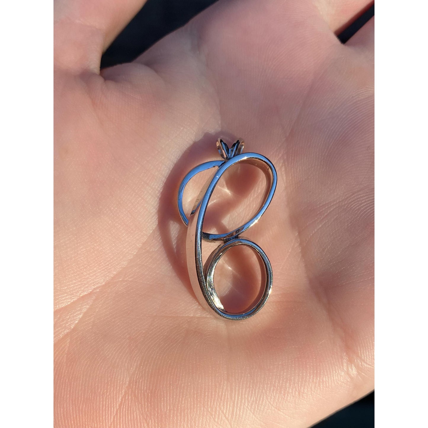 Solid 14k White Gold Initial 'C' Charm