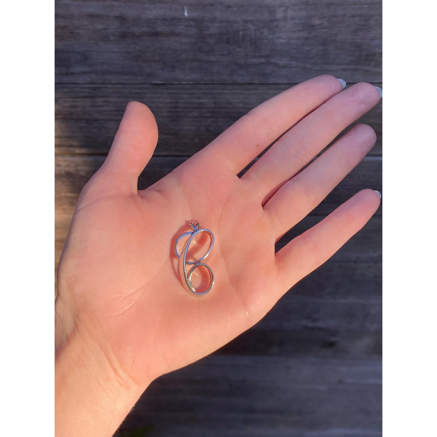 Solid 14k White Gold Initial 'C' Charm