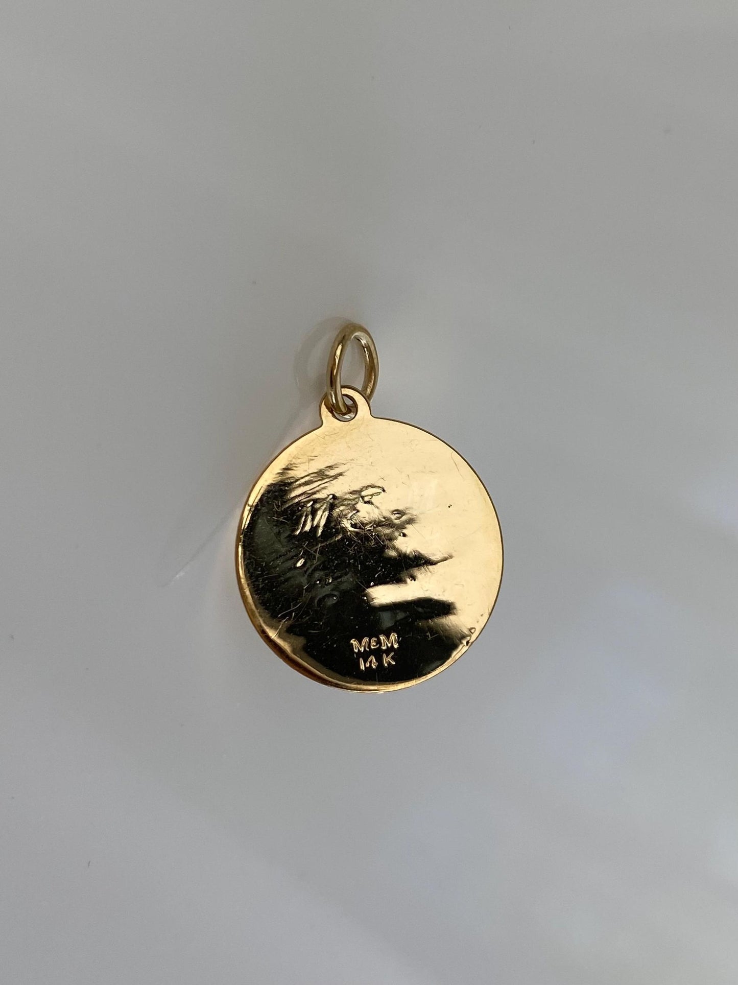 Vintage Solid 14k Yellow Gold Engine Turned Pearl Charm