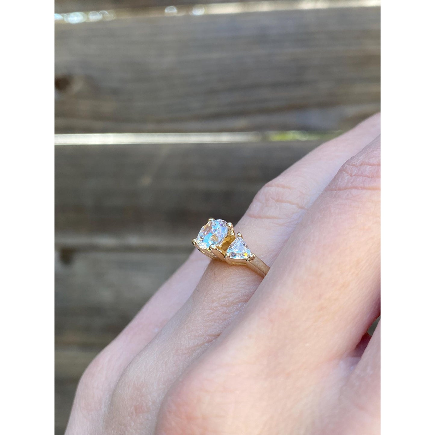 Vintage Solid 14k Yellow Gold Cubic Zirconia Ring - Size 5
