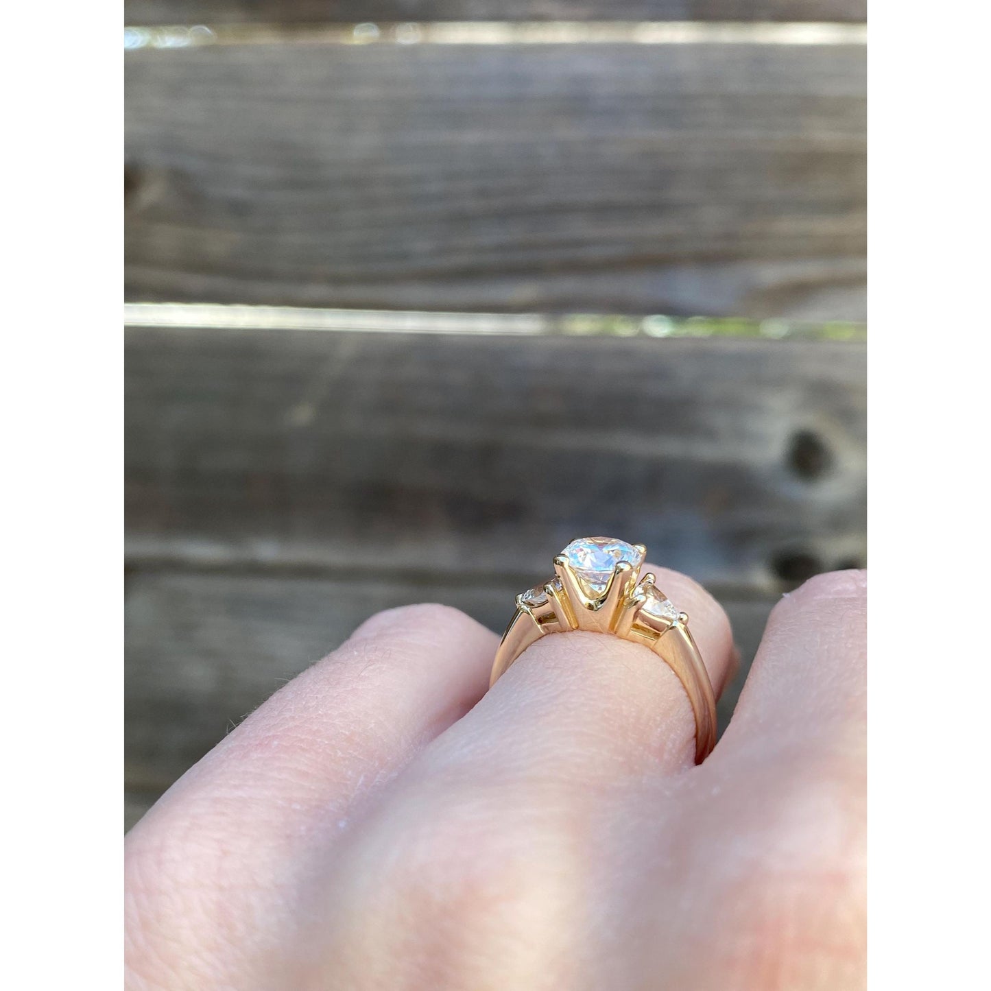 Vintage Solid 14k Yellow Gold Cubic Zirconia Ring - Size 5