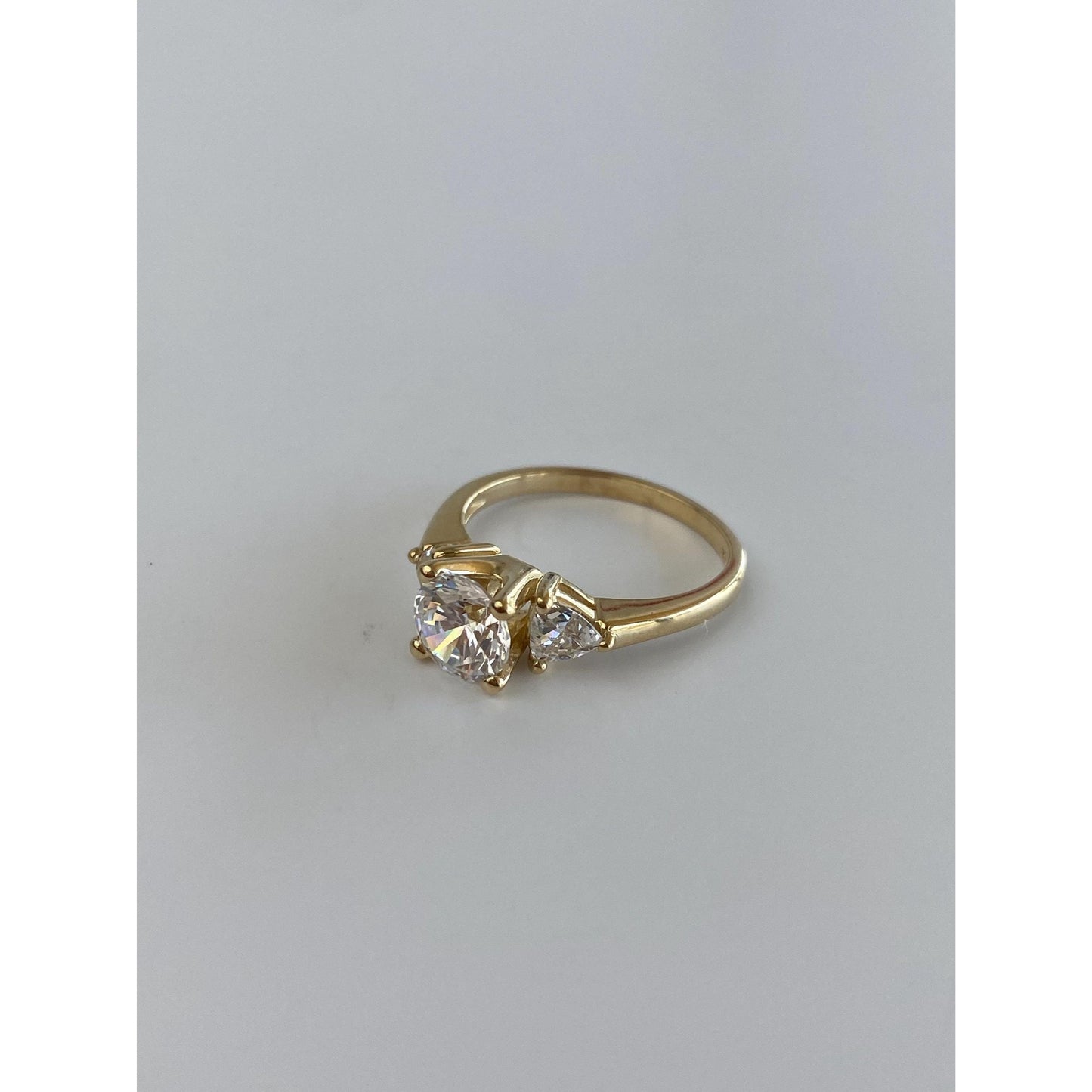 Vintage Solid 14k Yellow Gold Cubic Zirconia Ring - Size 5