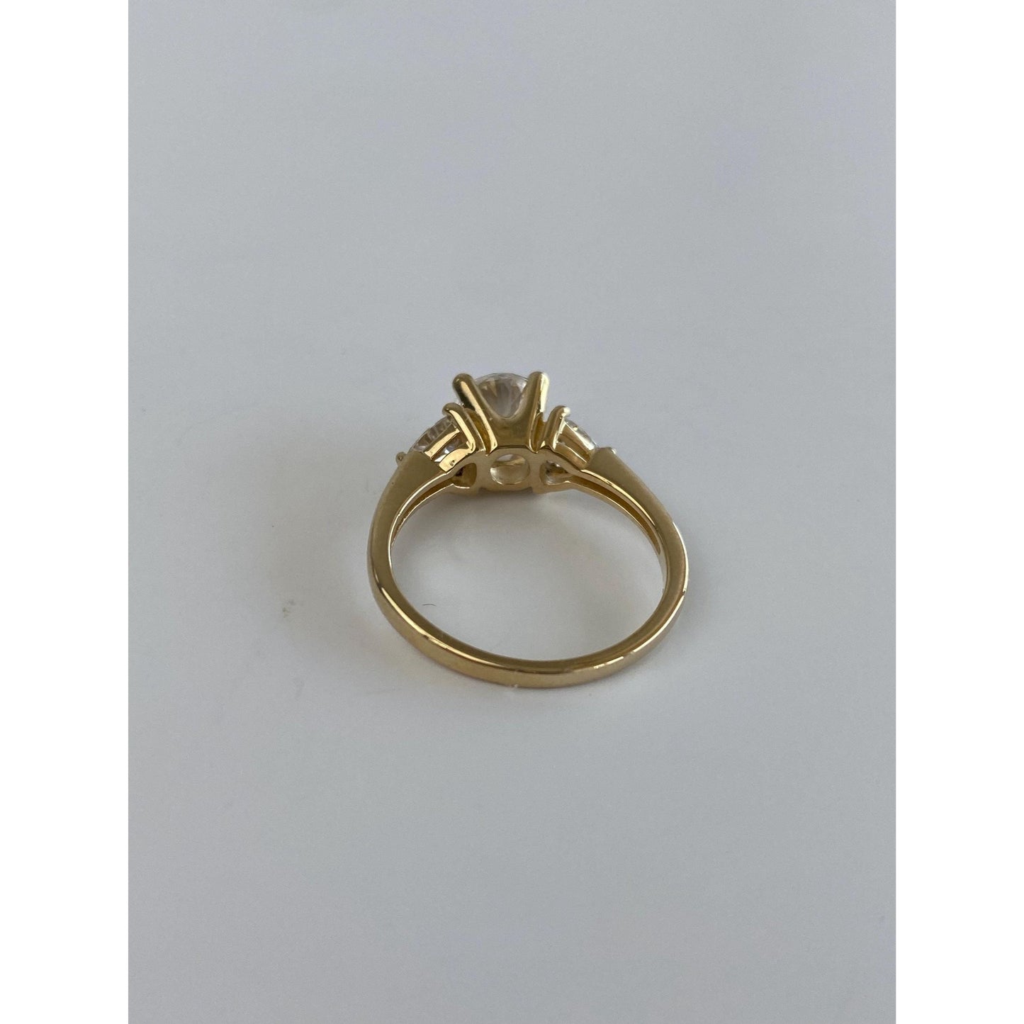 Vintage Solid 14k Yellow Gold Cubic Zirconia Ring - Size 5
