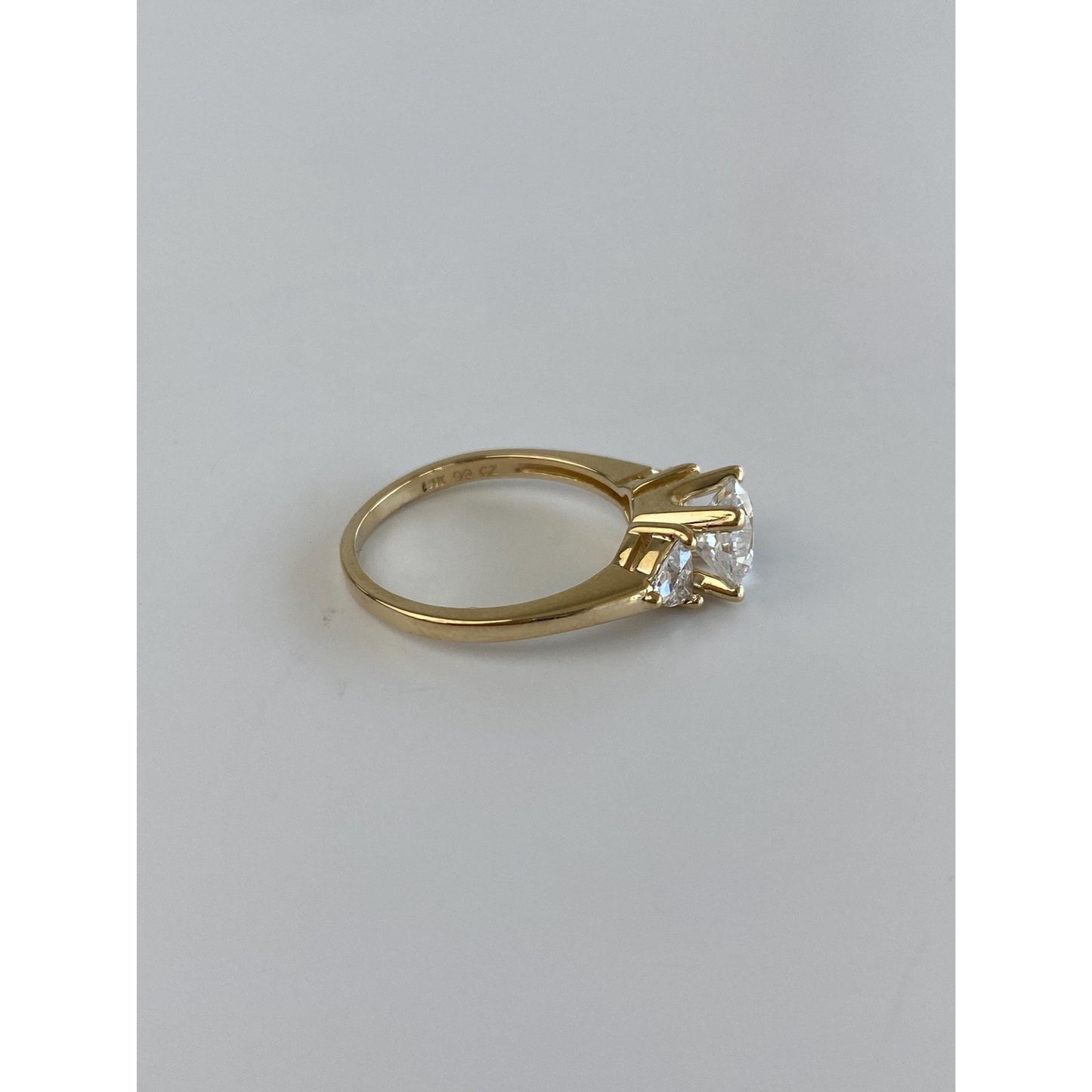 Vintage Solid 14k Yellow Gold Cubic Zirconia Ring - Size 5