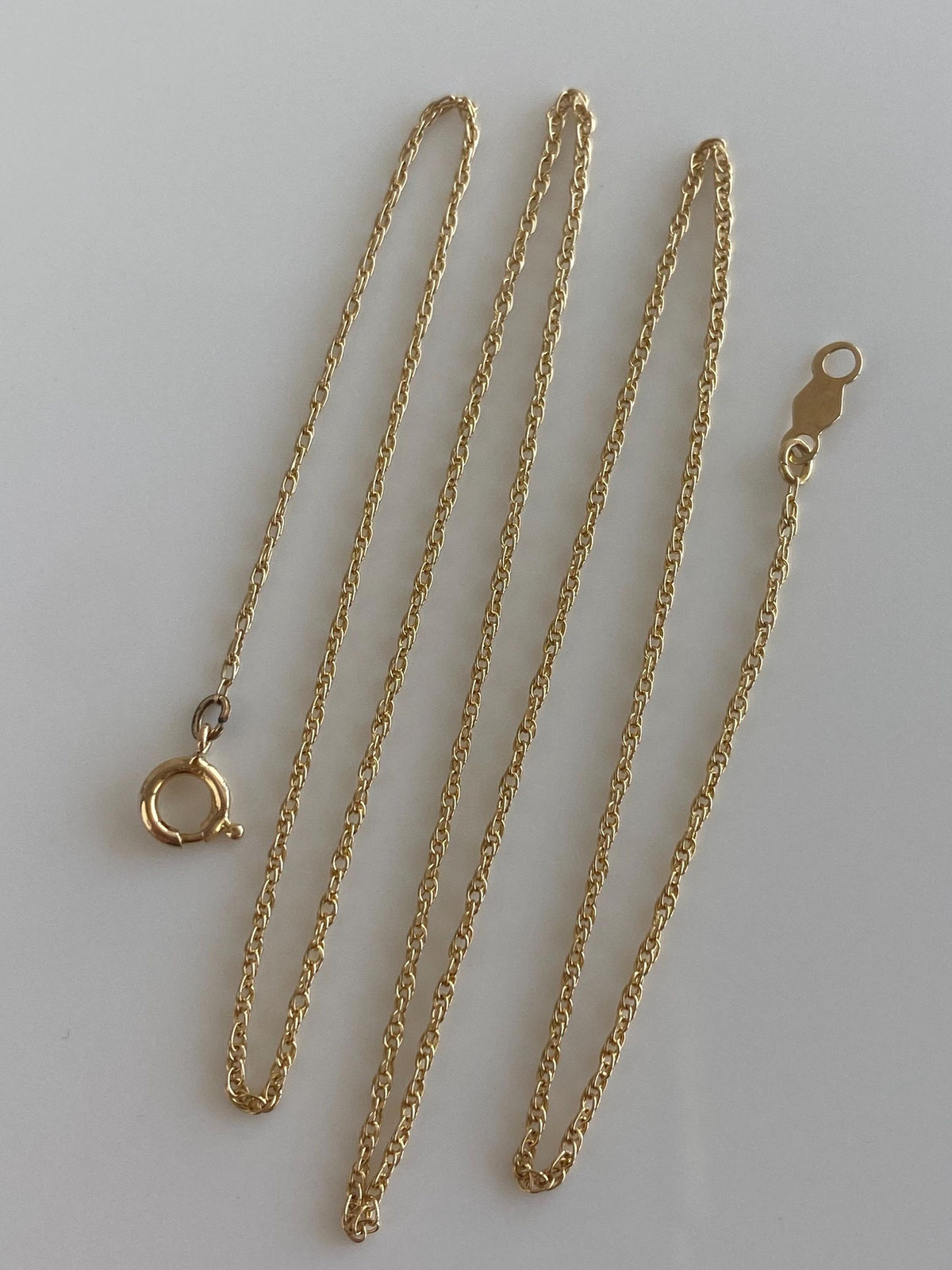 Vintage Solid 14k Yellow Gold Dainty Chain Necklace - 16 inches