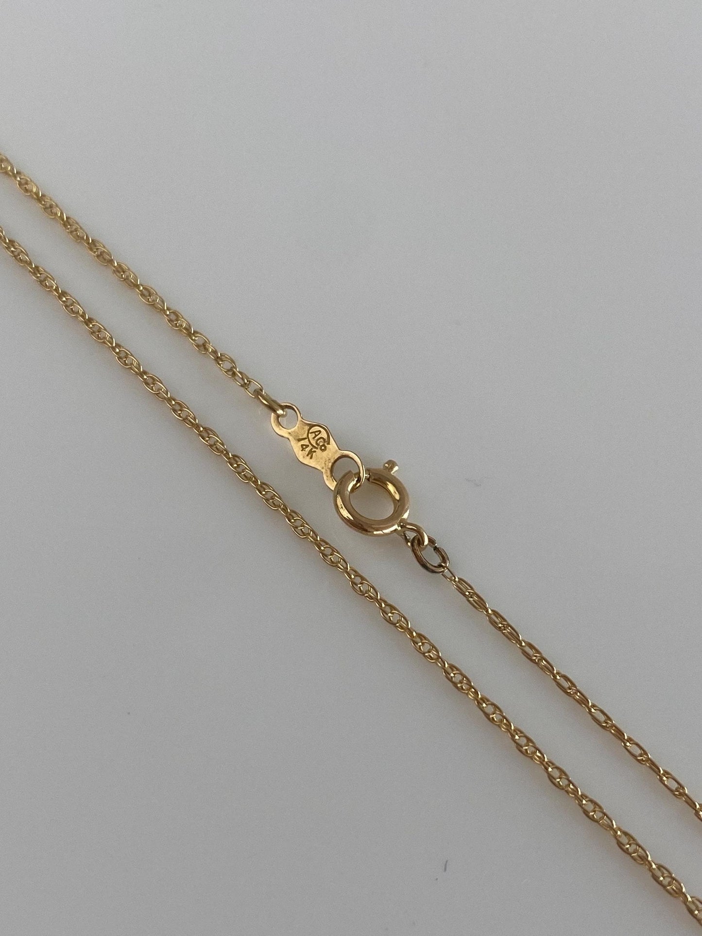 Vintage Solid 14k Yellow Gold Dainty Chain Necklace - 16 inches