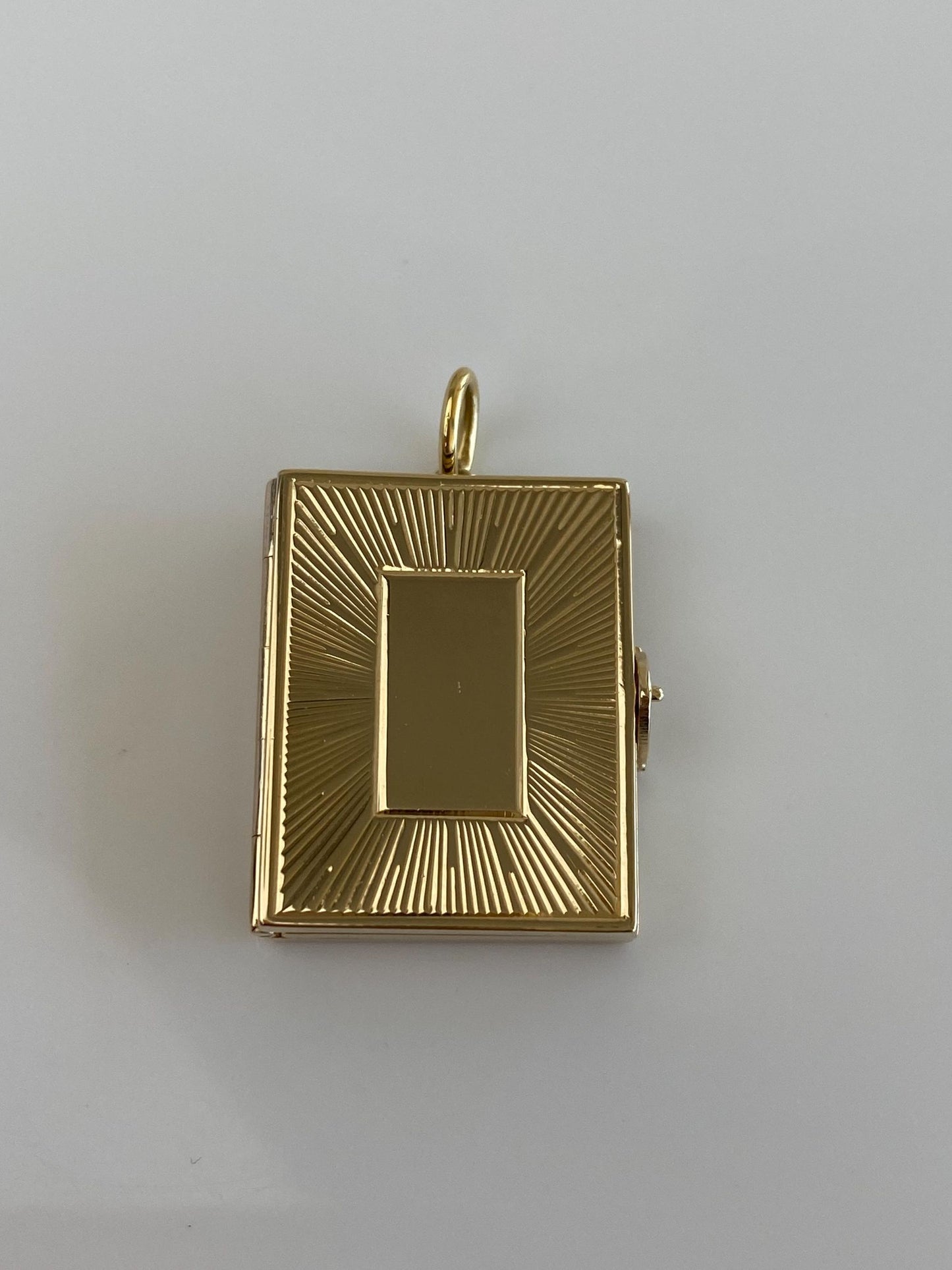 Vintage Solid 14k Yellow Gold Engine Turned Book Locket Charm