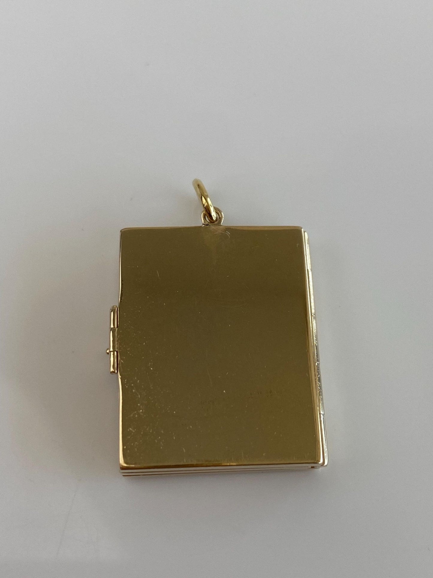 Vintage Solid 14k Yellow Gold Engine Turned Book Locket Charm