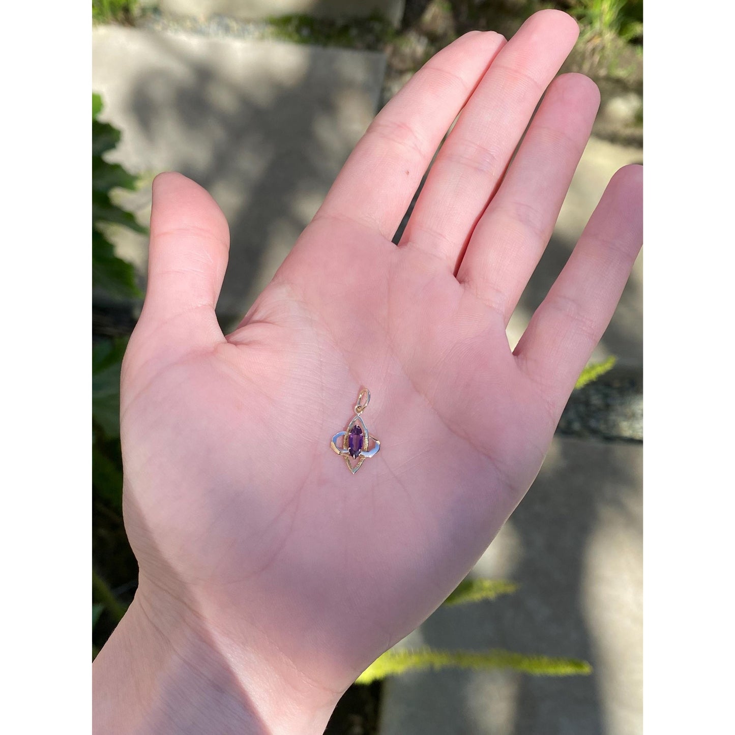 Vintage Solid 10k Yellow Gold Purple Cubic Zirconia Stick Pin Conversion Charm