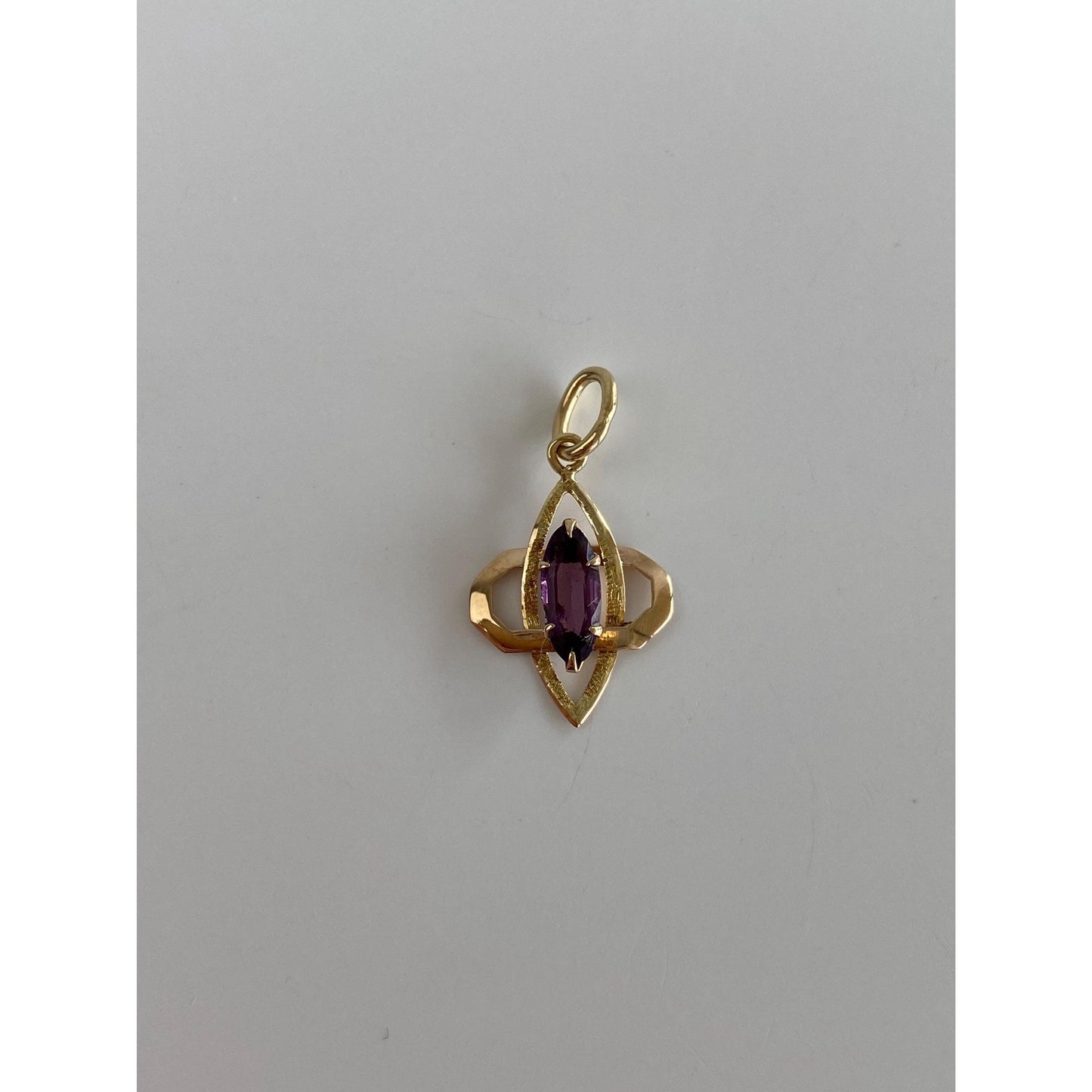 Vintage Solid 10k Yellow Gold Purple Cubic Zirconia Stick Pin Conversion Charm