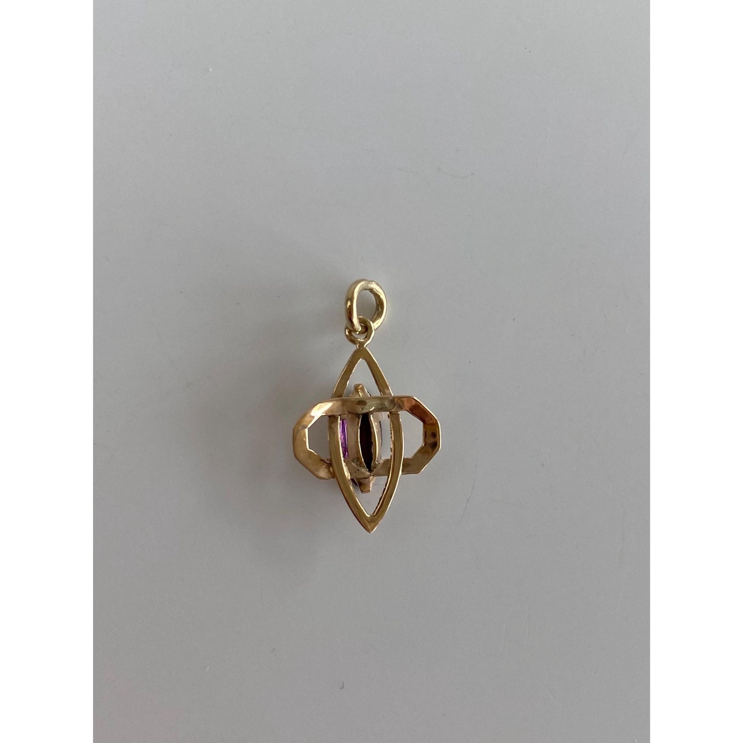 Vintage Solid 10k Yellow Gold Purple Cubic Zirconia Stick Pin Conversion Charm