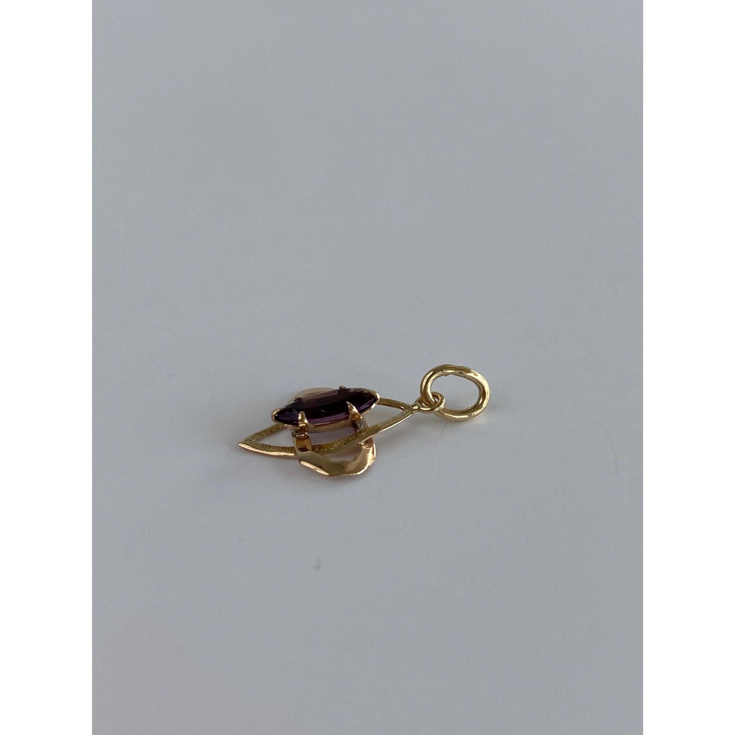 Vintage Solid 10k Yellow Gold Purple Cubic Zirconia Stick Pin Conversion Charm