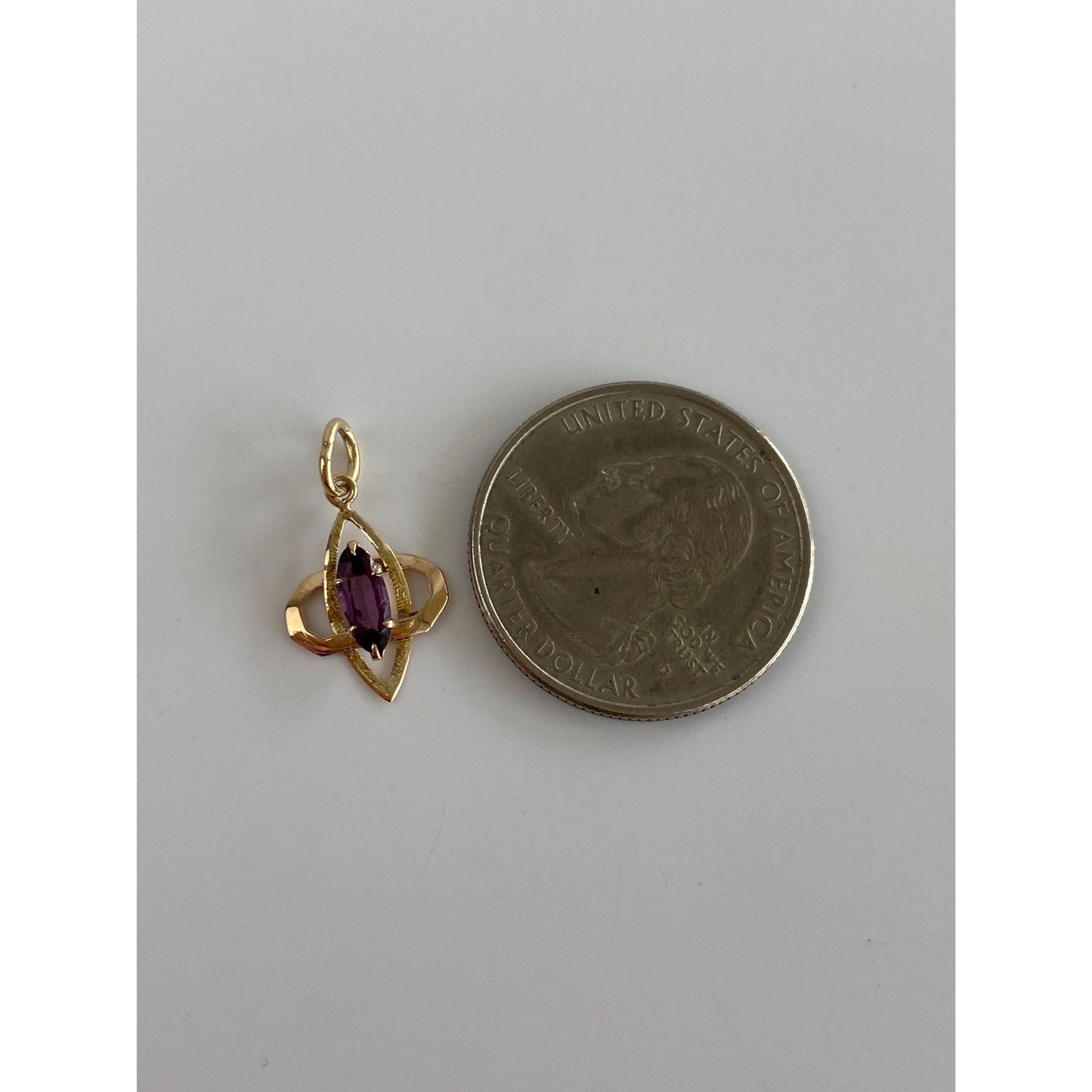 Vintage Solid 10k Yellow Gold Purple Cubic Zirconia Stick Pin Conversion Charm