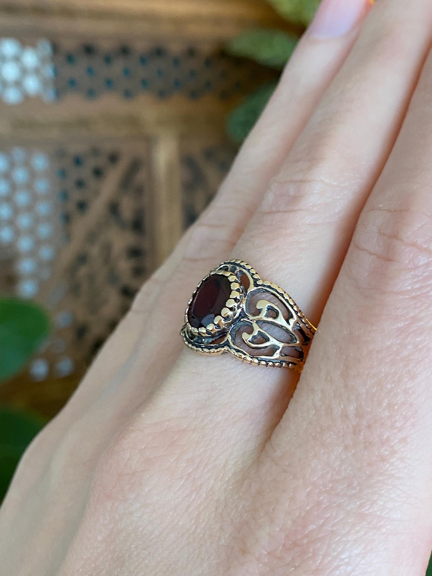 Vintage Solid 10k Yellow Gold Garnet Ring - Size 6.5