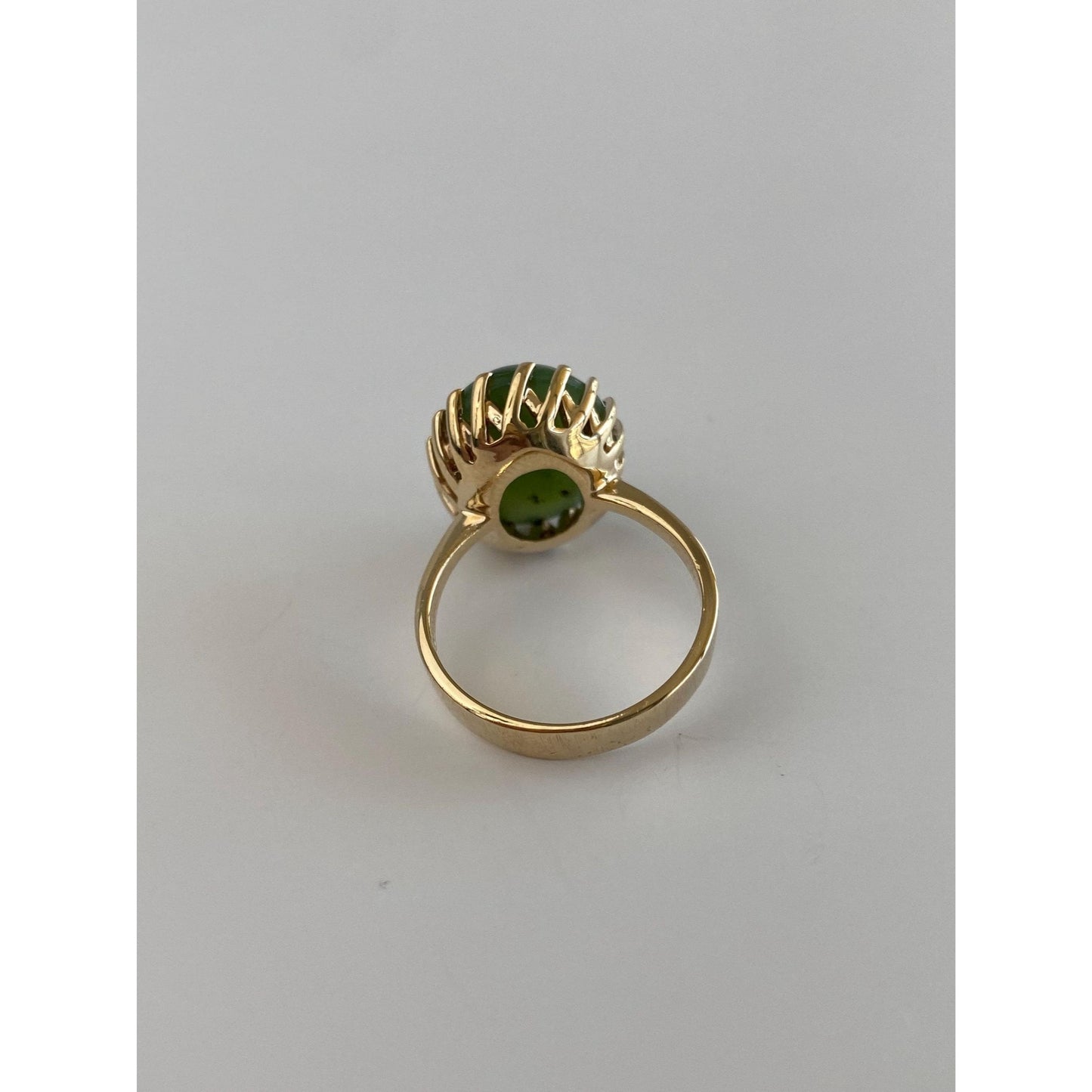 Solid 10k Yellow Gold Nephrite Ring - Size 6.75