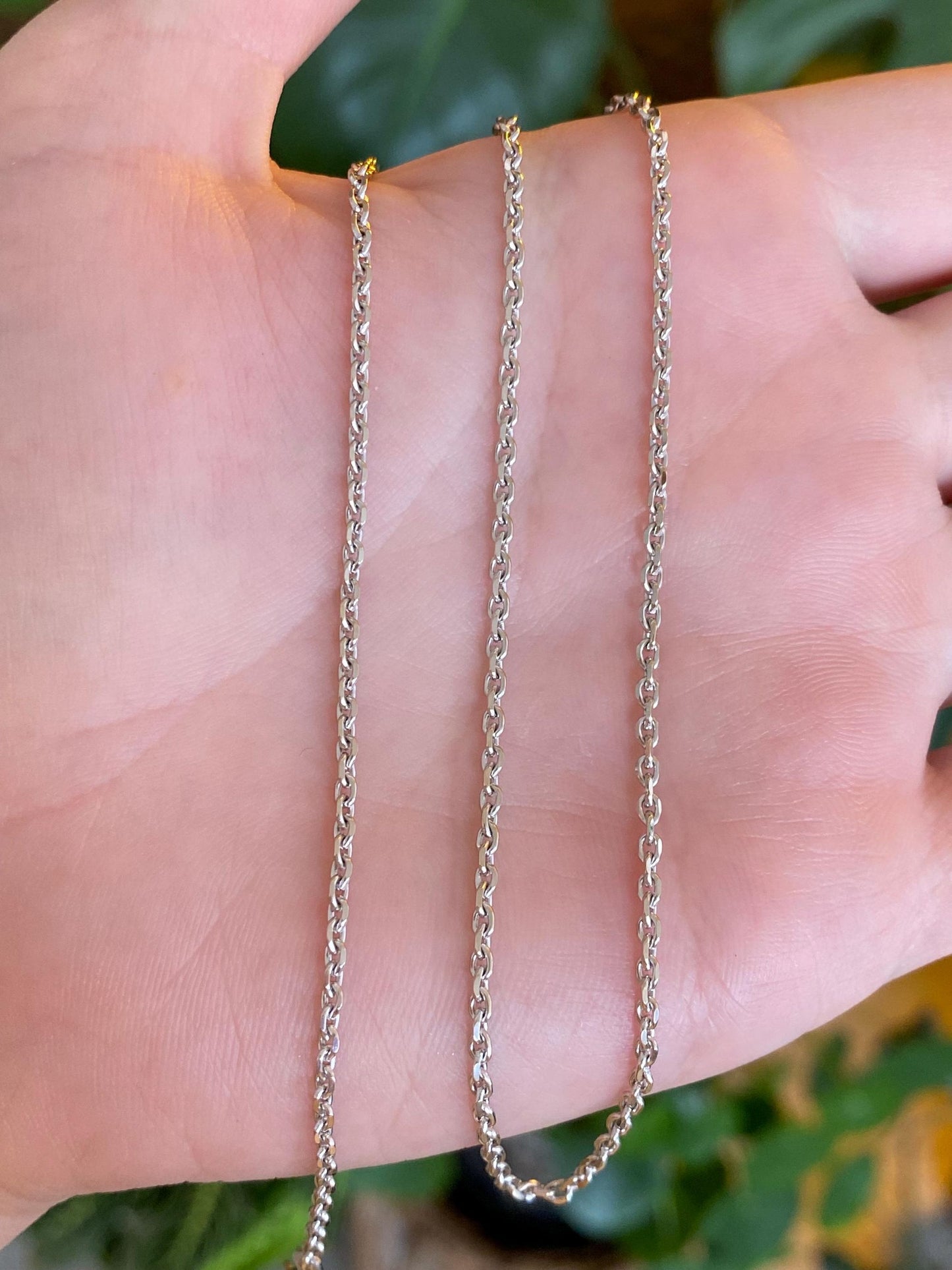 Solid 18k White Gold Tight Cable Chain Necklace - 15.75 inches