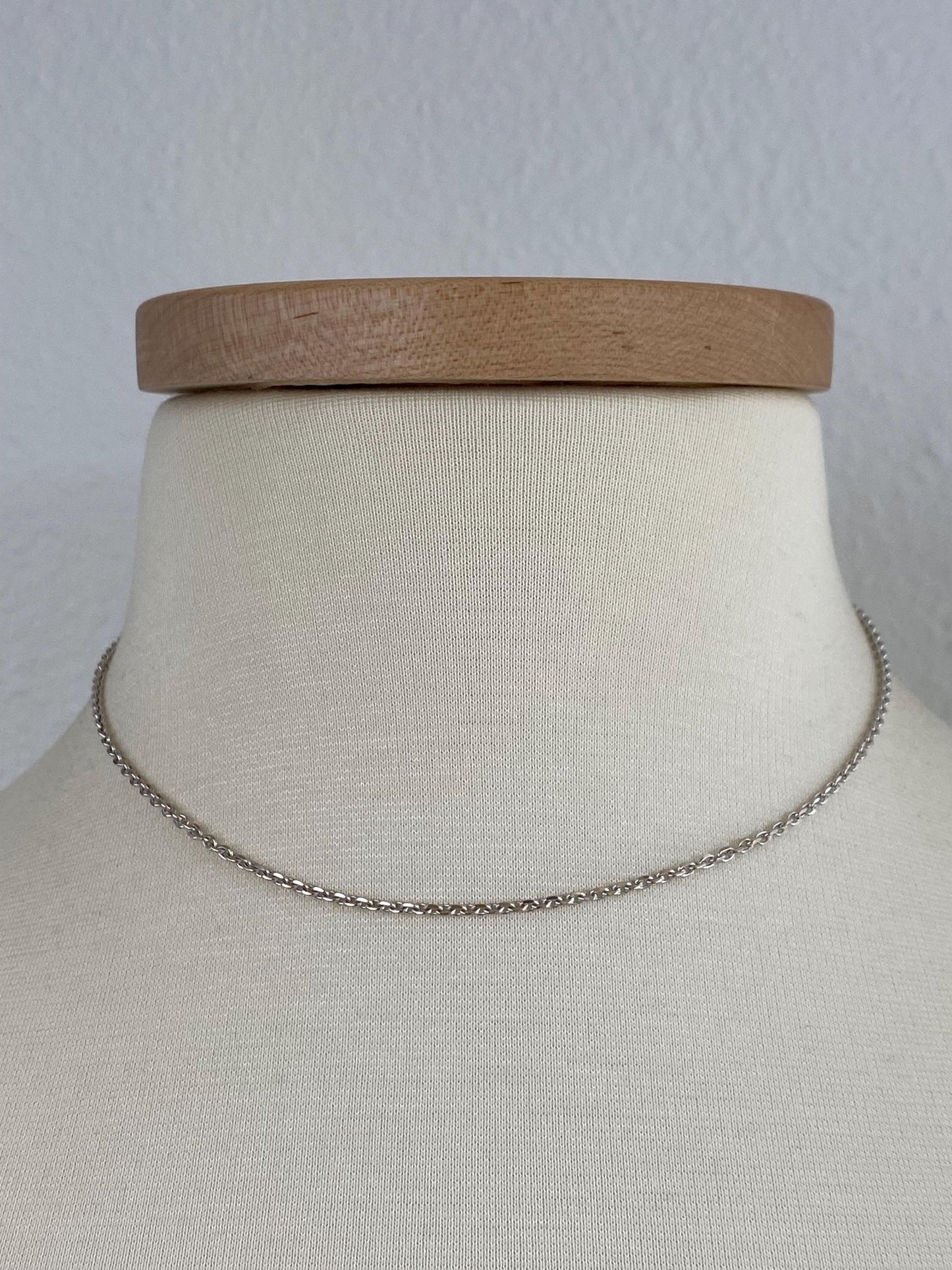 Solid 18k White Gold Tight Cable Chain Necklace - 15.75 inches