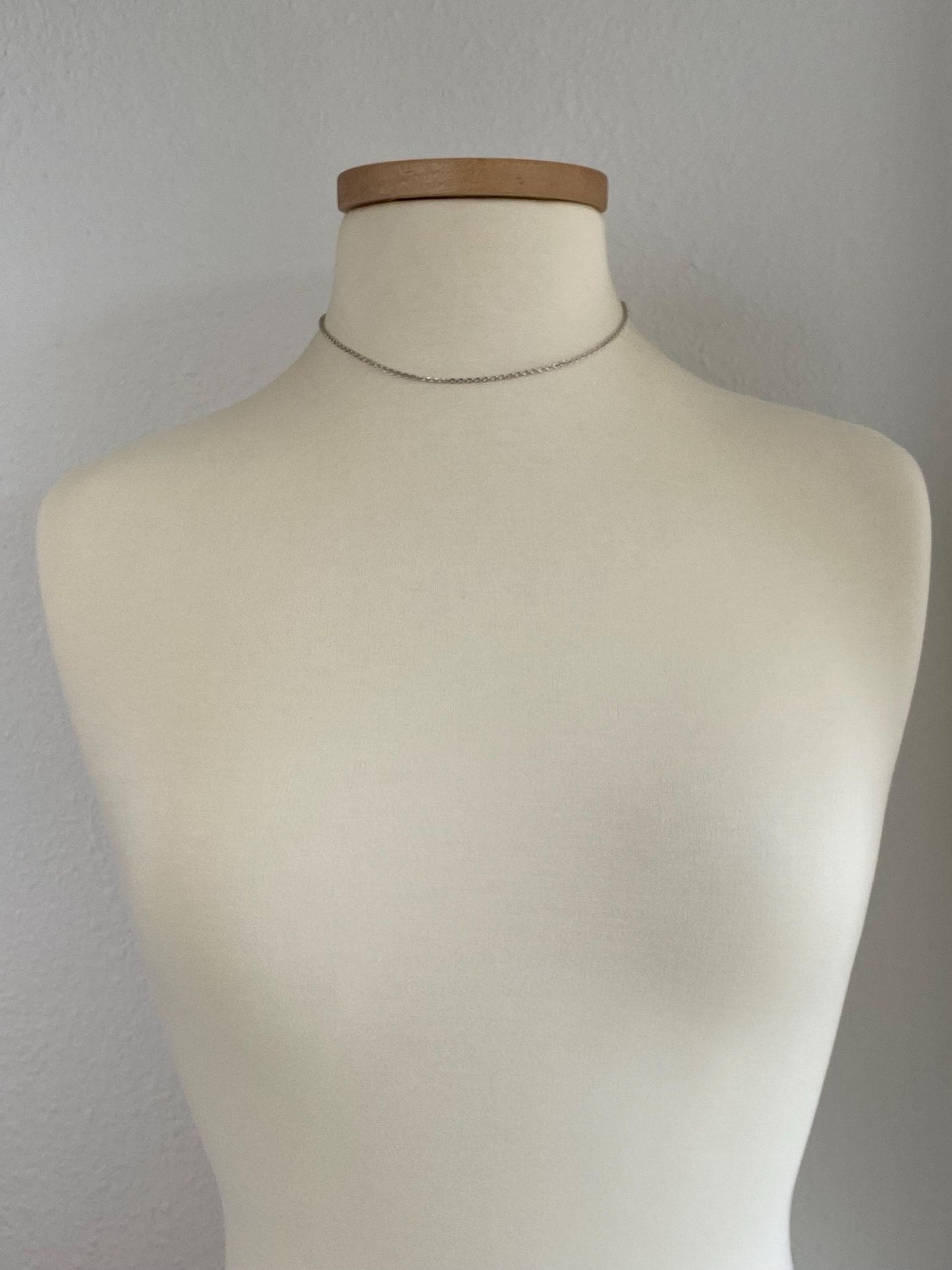 Solid 18k White Gold Tight Cable Chain Necklace - 15.75 inches