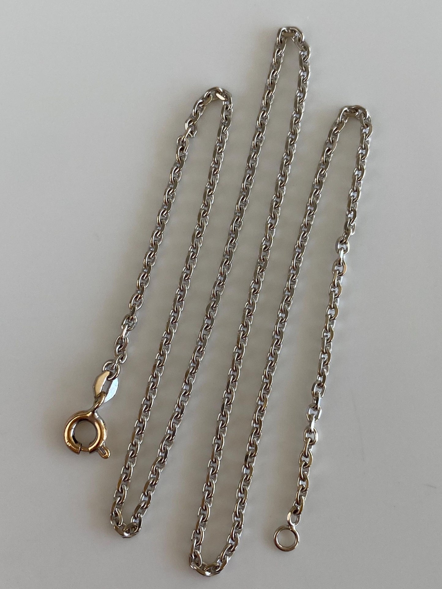 Solid 18k White Gold Tight Cable Chain Necklace - 15.75 inches