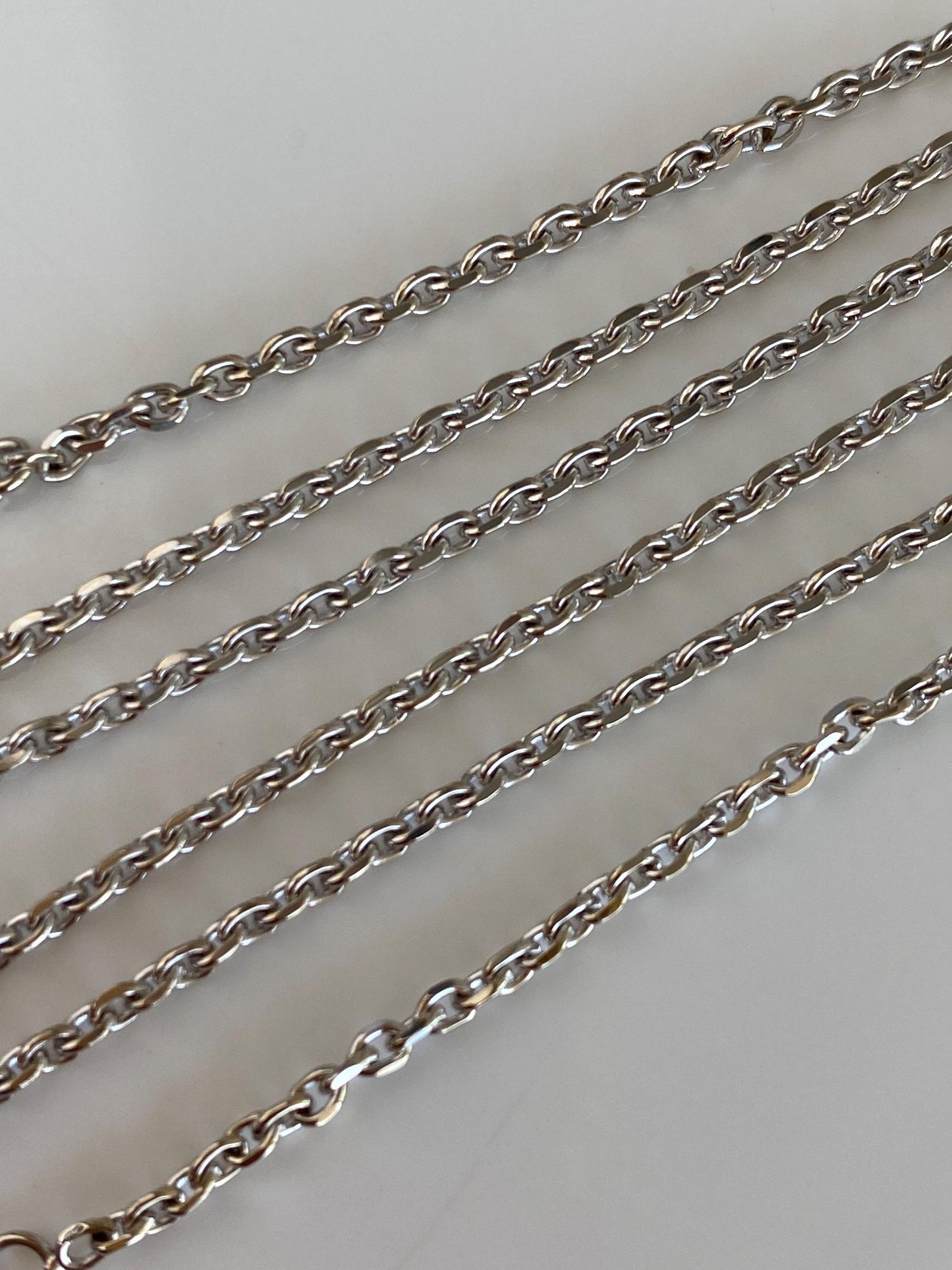 Solid 18k White Gold Tight Cable Chain Necklace - 15.75 inches