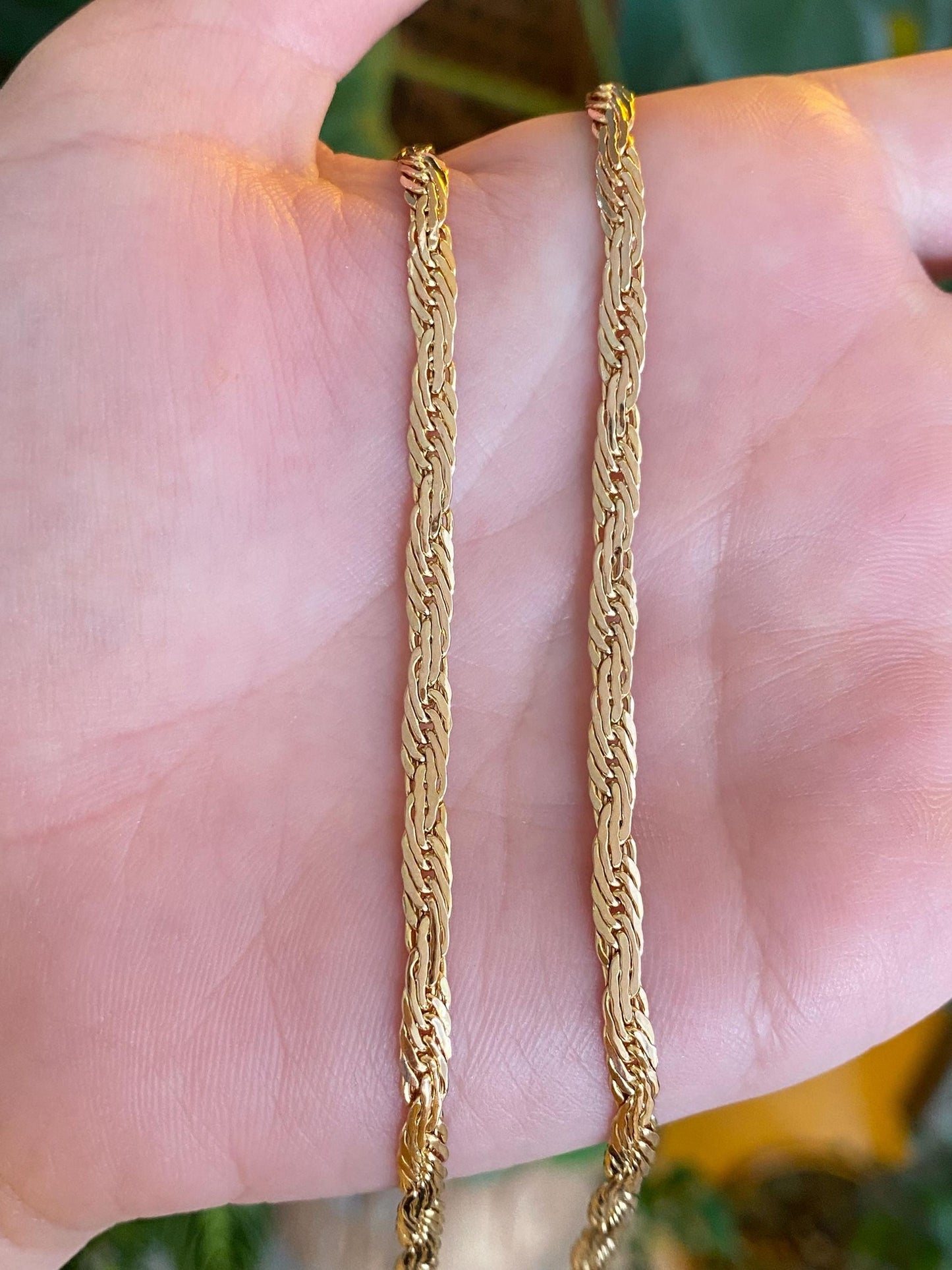 Vintage Solid 14k Yellow Gold Flat Chain Necklace - 18 inches