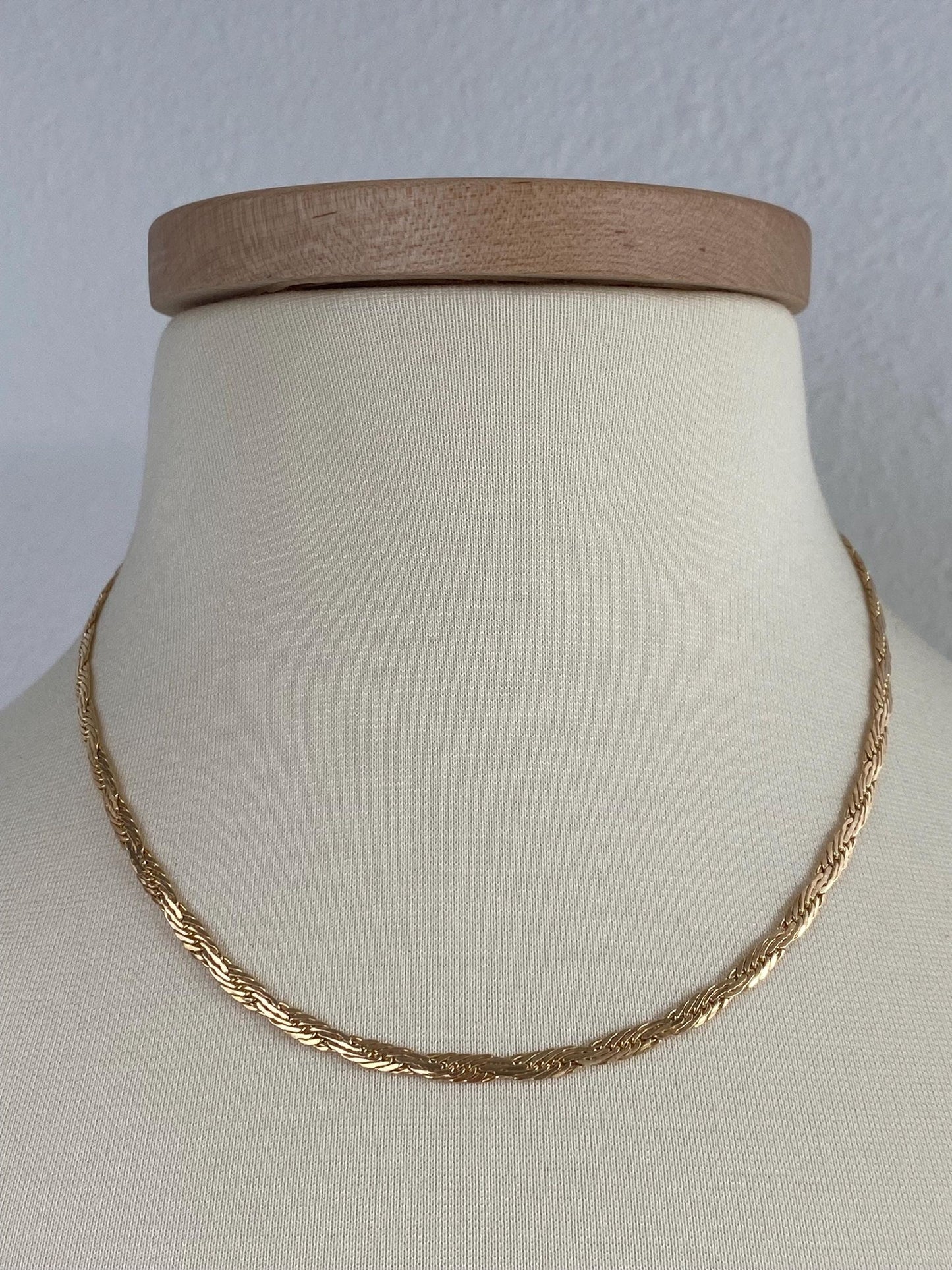 Vintage Solid 14k Yellow Gold Flat Chain Necklace - 18 inches