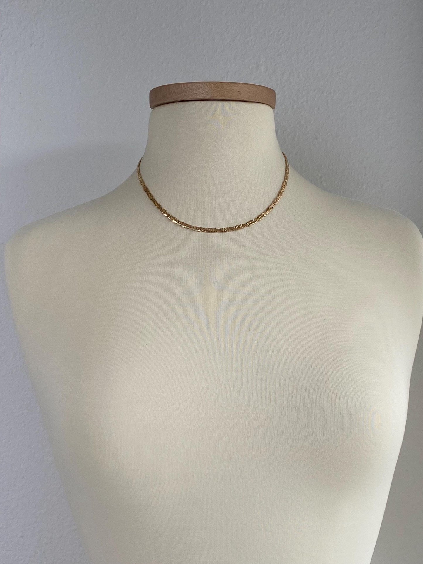 Vintage Solid 14k Yellow Gold Flat Chain Necklace - 18 inches