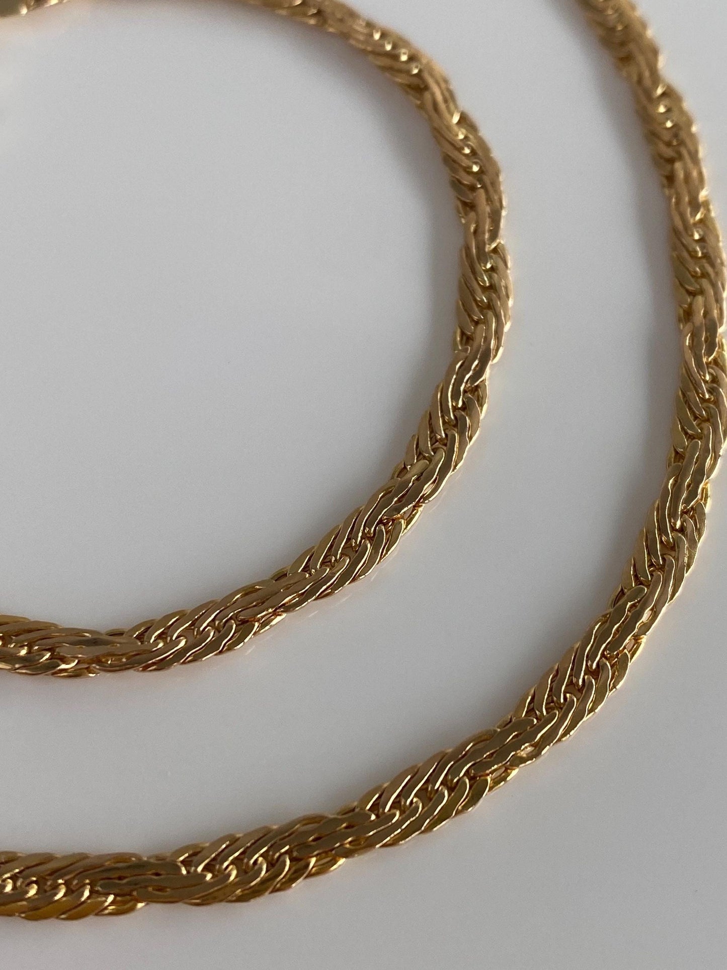 Vintage Solid 14k Yellow Gold Flat Chain Necklace - 18 inches