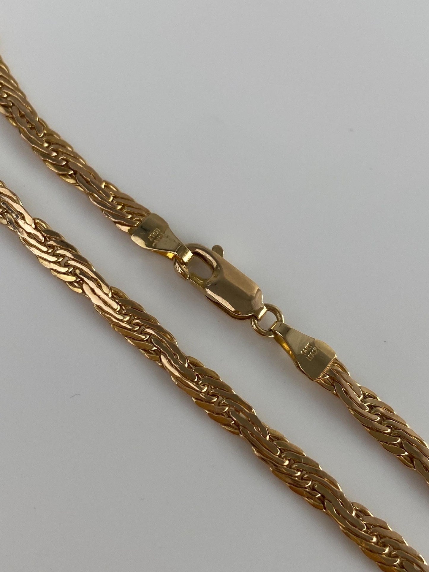 Vintage Solid 14k Yellow Gold Flat Chain Necklace - 18 inches