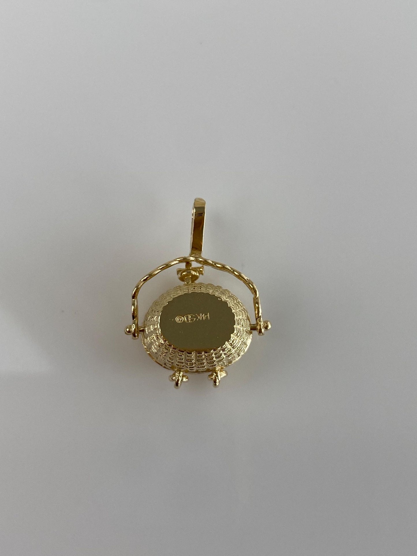 Vintage Solid 14k Yellow Gold Articulated Basket Charm