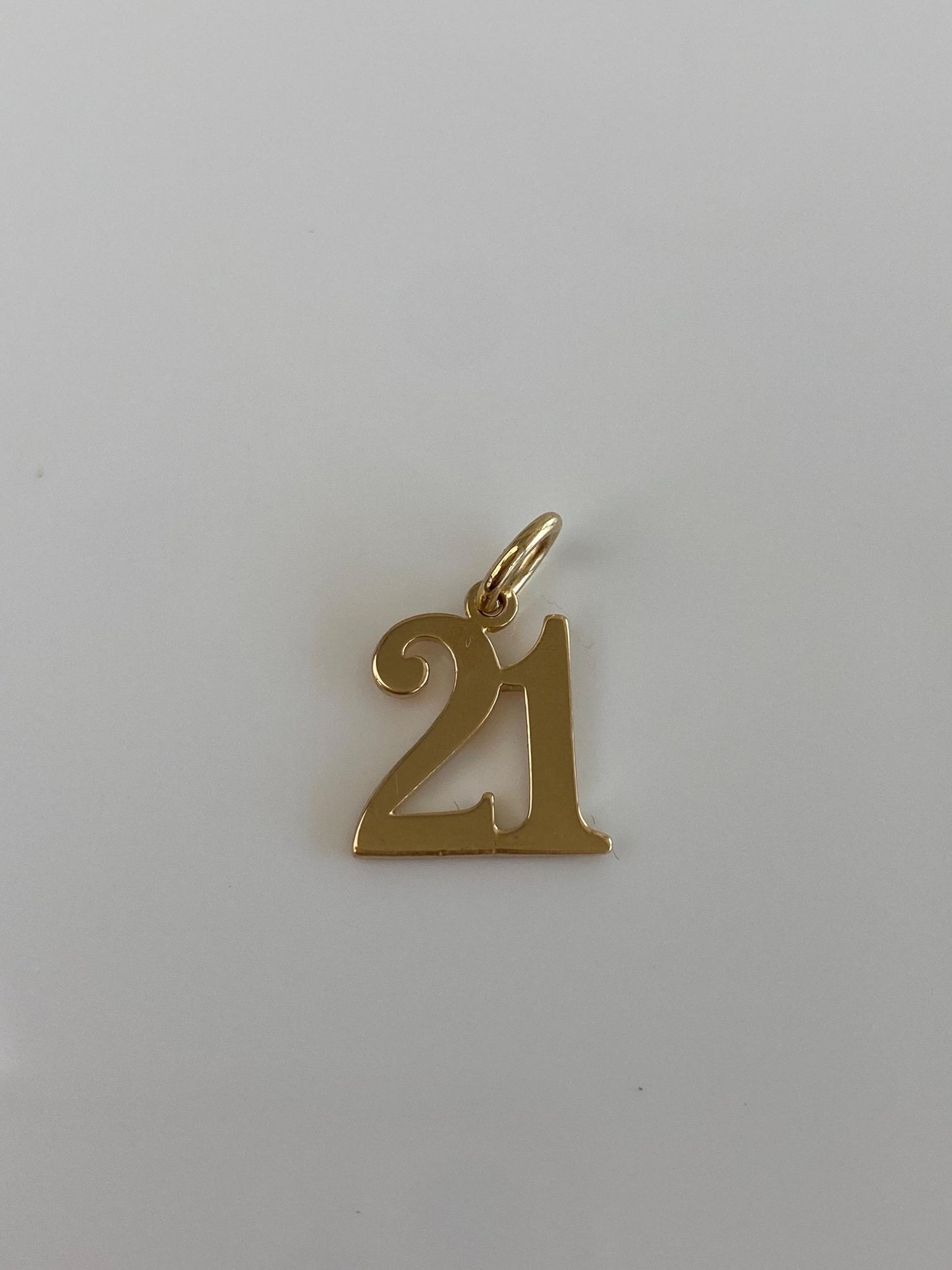 Vintage Solid 14k Yellow Gold Number '21' Charm