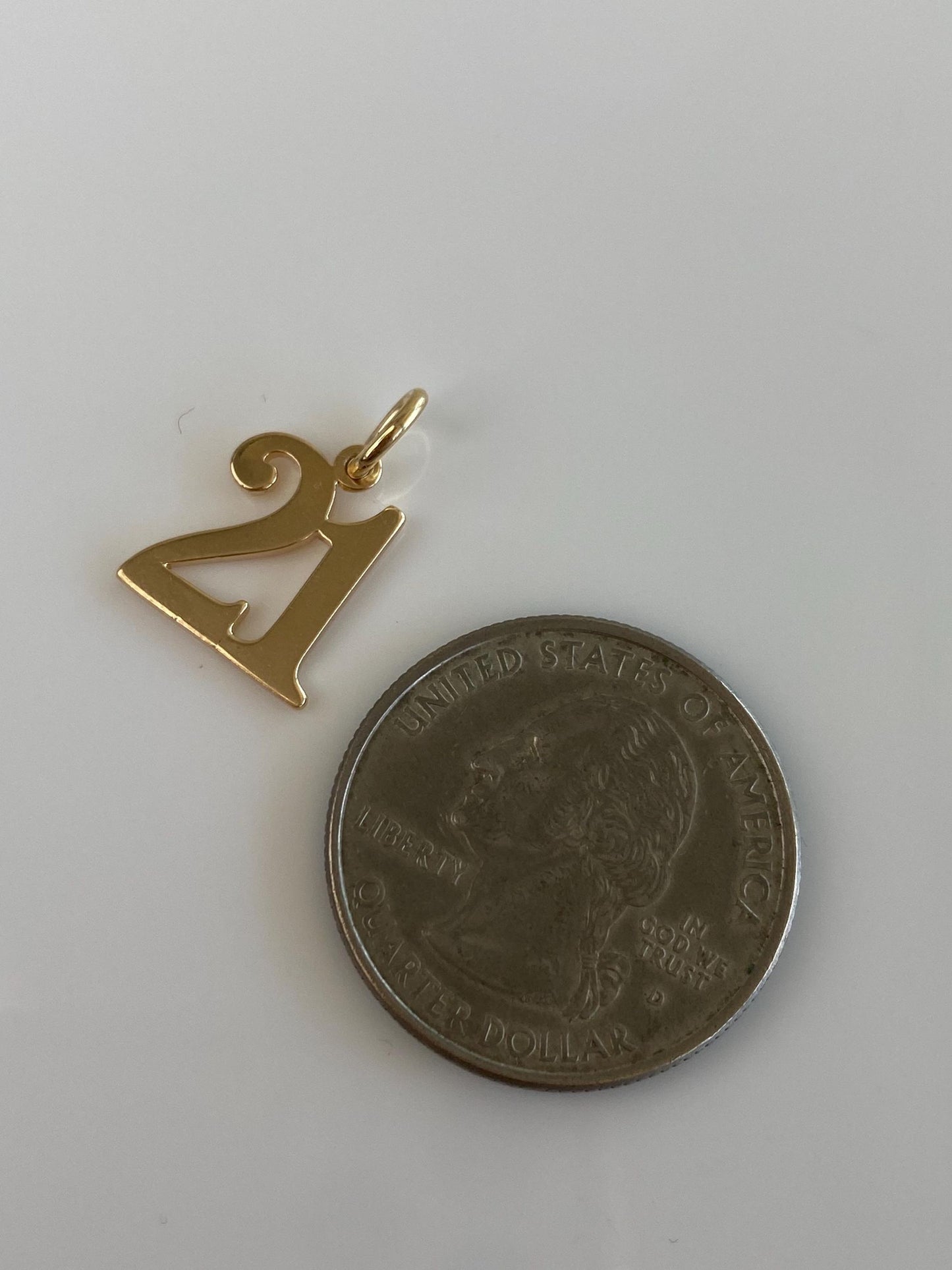 Vintage Solid 14k Yellow Gold Number '21' Charm