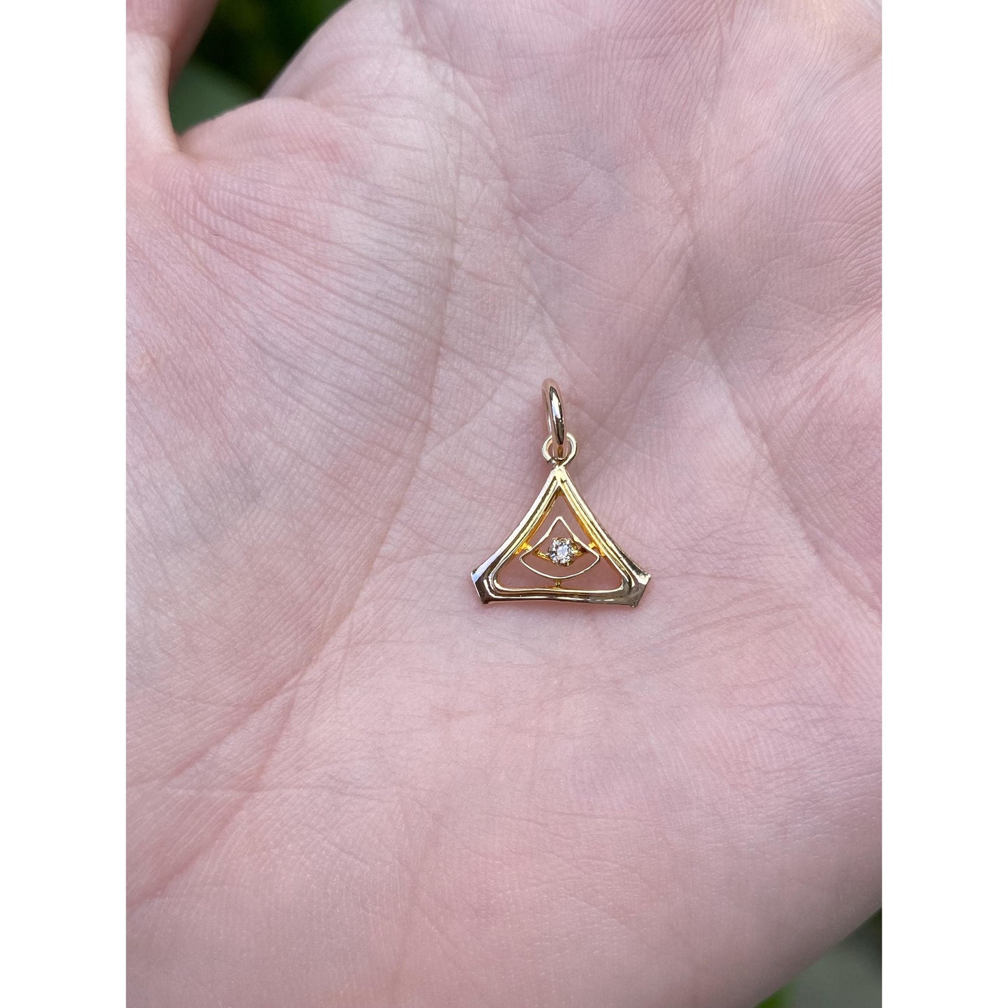 Vintage Solid 10k Yellow Gold Diamond Triangle Stick Pin Conversion Charm