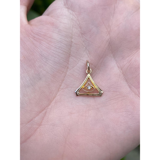 Vintage Solid 10k Yellow Gold Diamond Triangle Stick Pin Conversion Charm