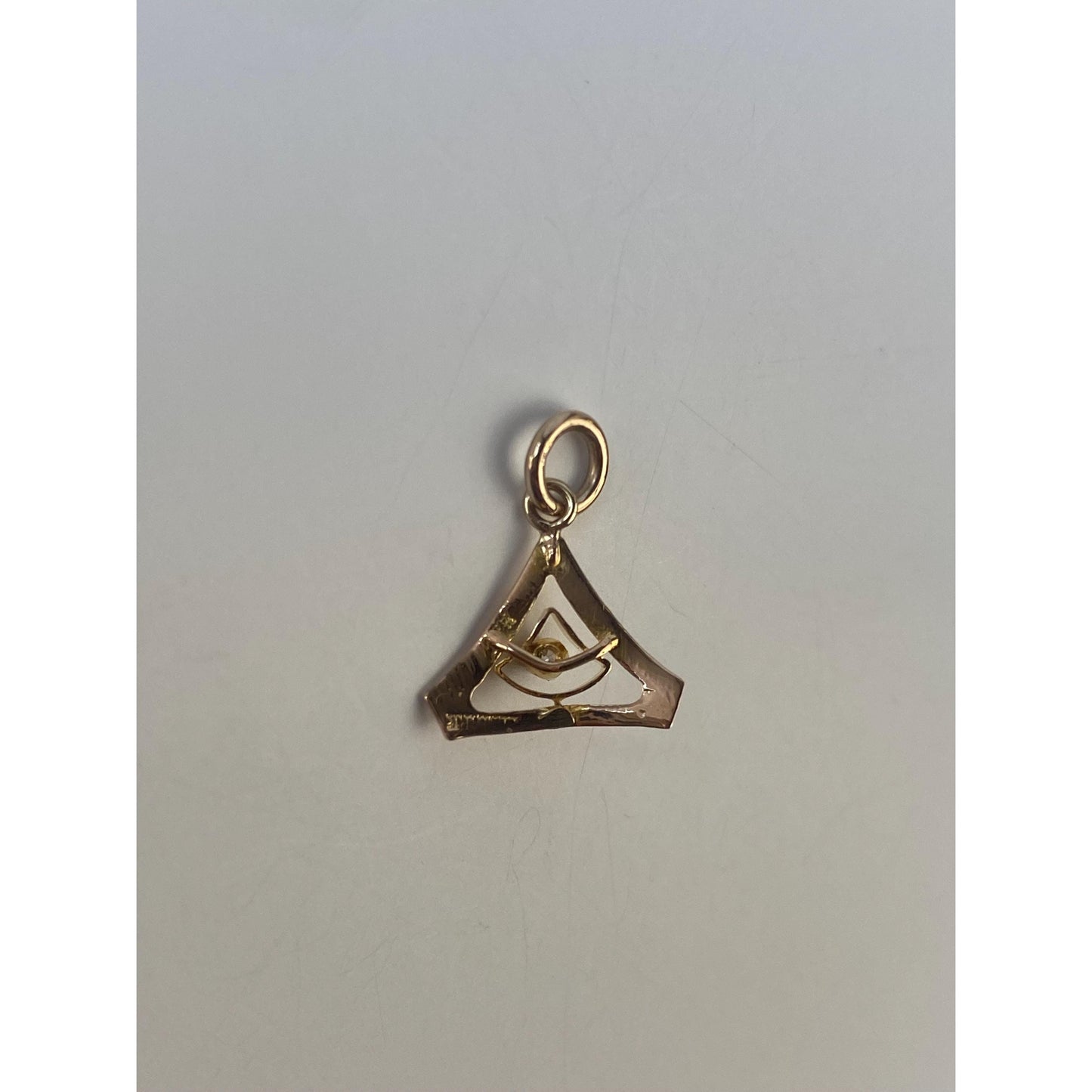 Vintage Solid 10k Yellow Gold Diamond Triangle Stick Pin Conversion Charm