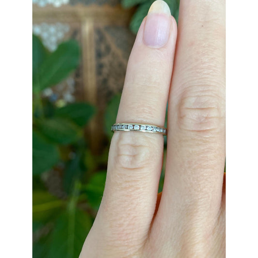 Vintage Solid 14k White Gold Cubic Zirconia Open Ring Toe Ring - Size 2.75